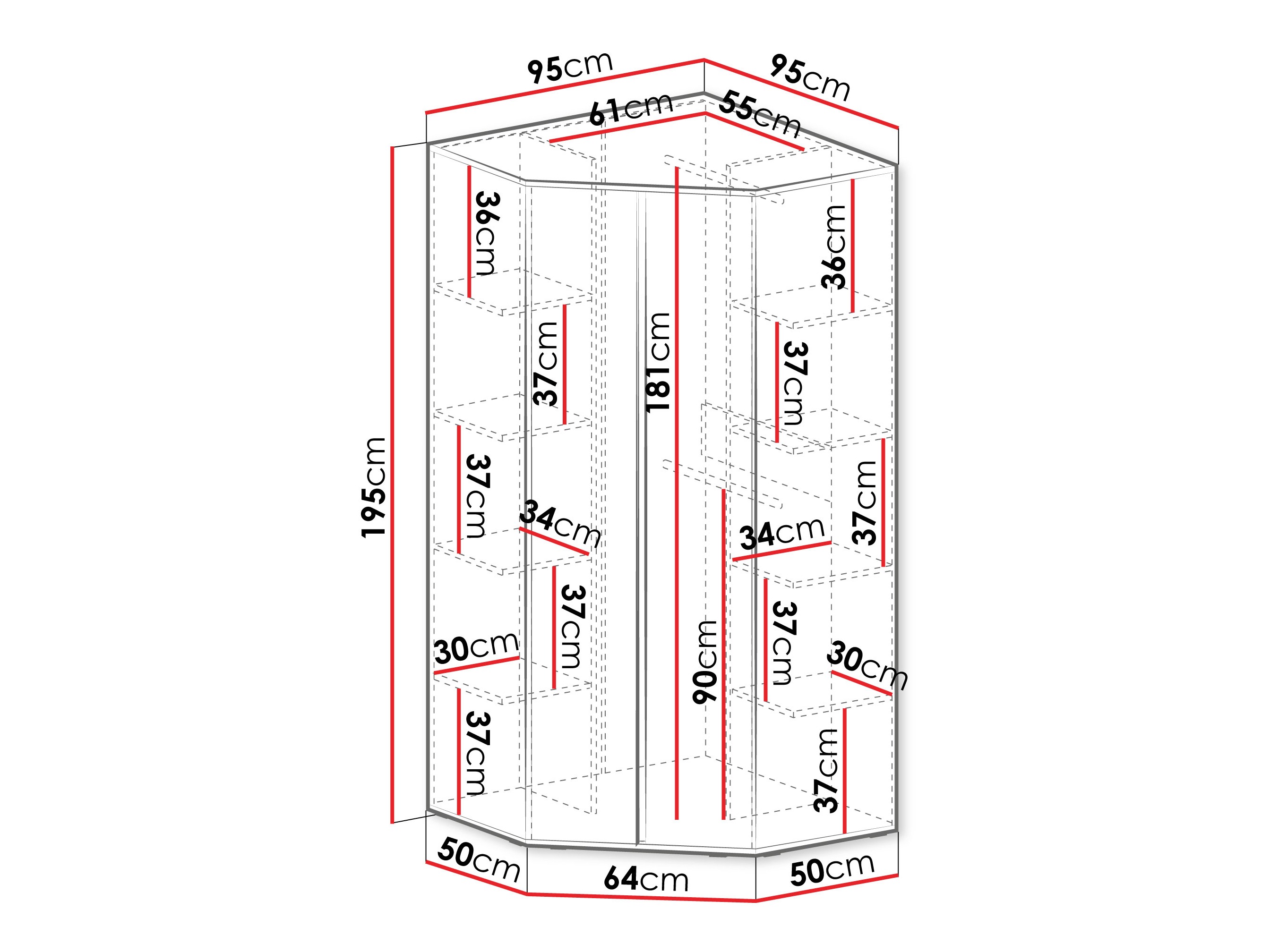Ъглов гардероб Fiosono 101 (Пепеливо зелен + Дъб)