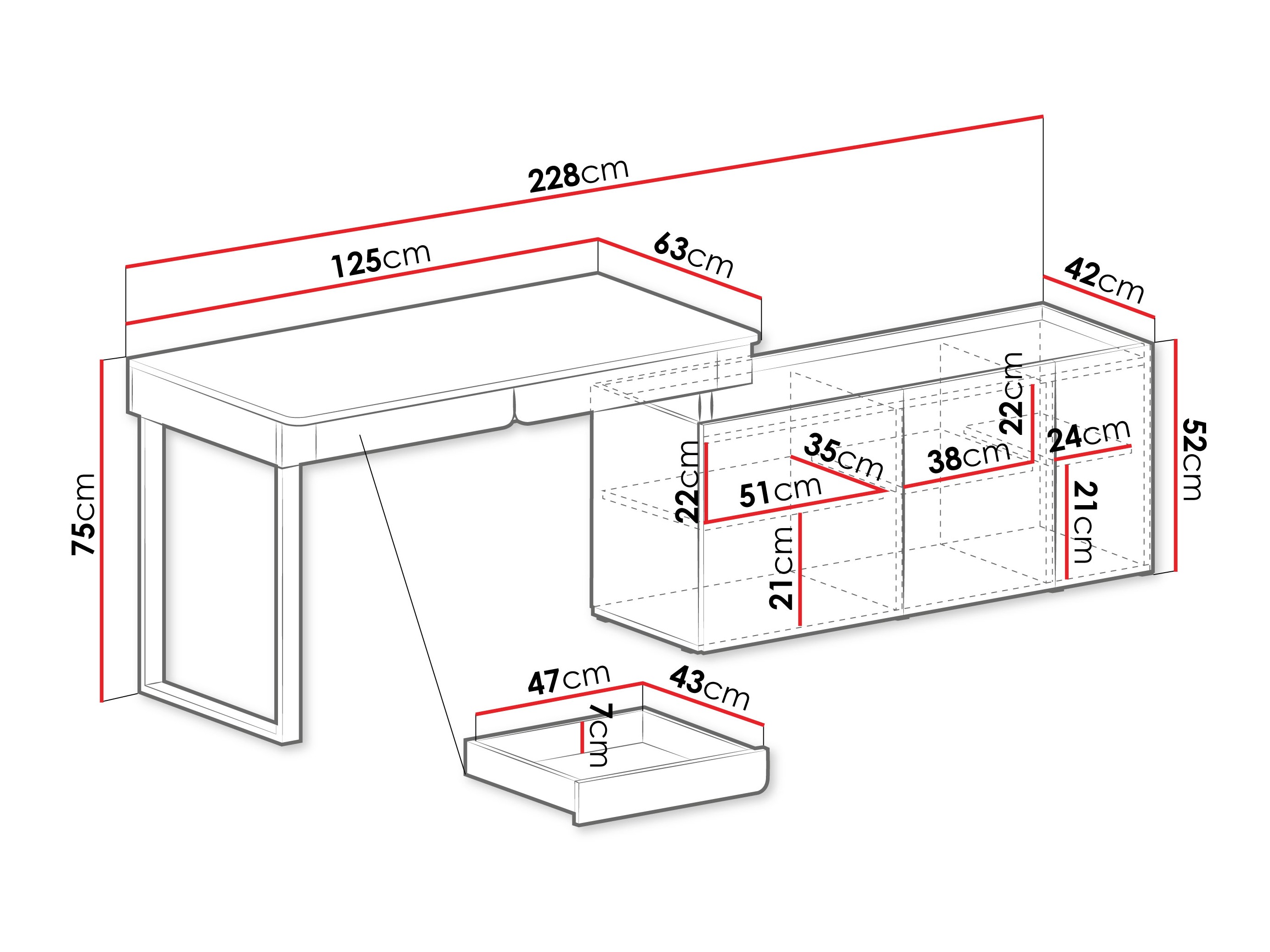 Ъглово офис бюро Fiosono 110 (Евкалипт + Дъб)