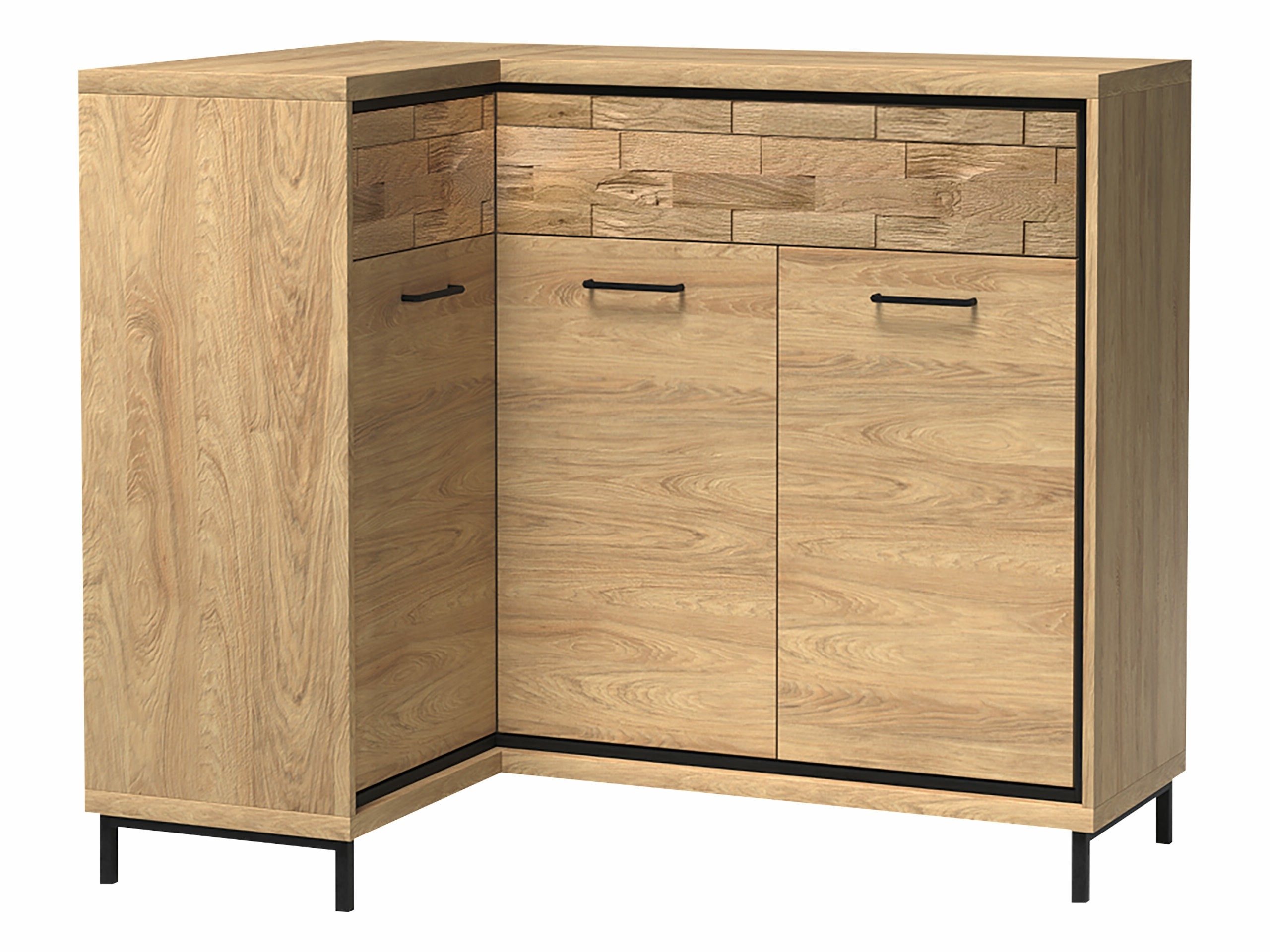 Ъглов скрин Etrmoni 121 (Ярък дърво + Дъб)