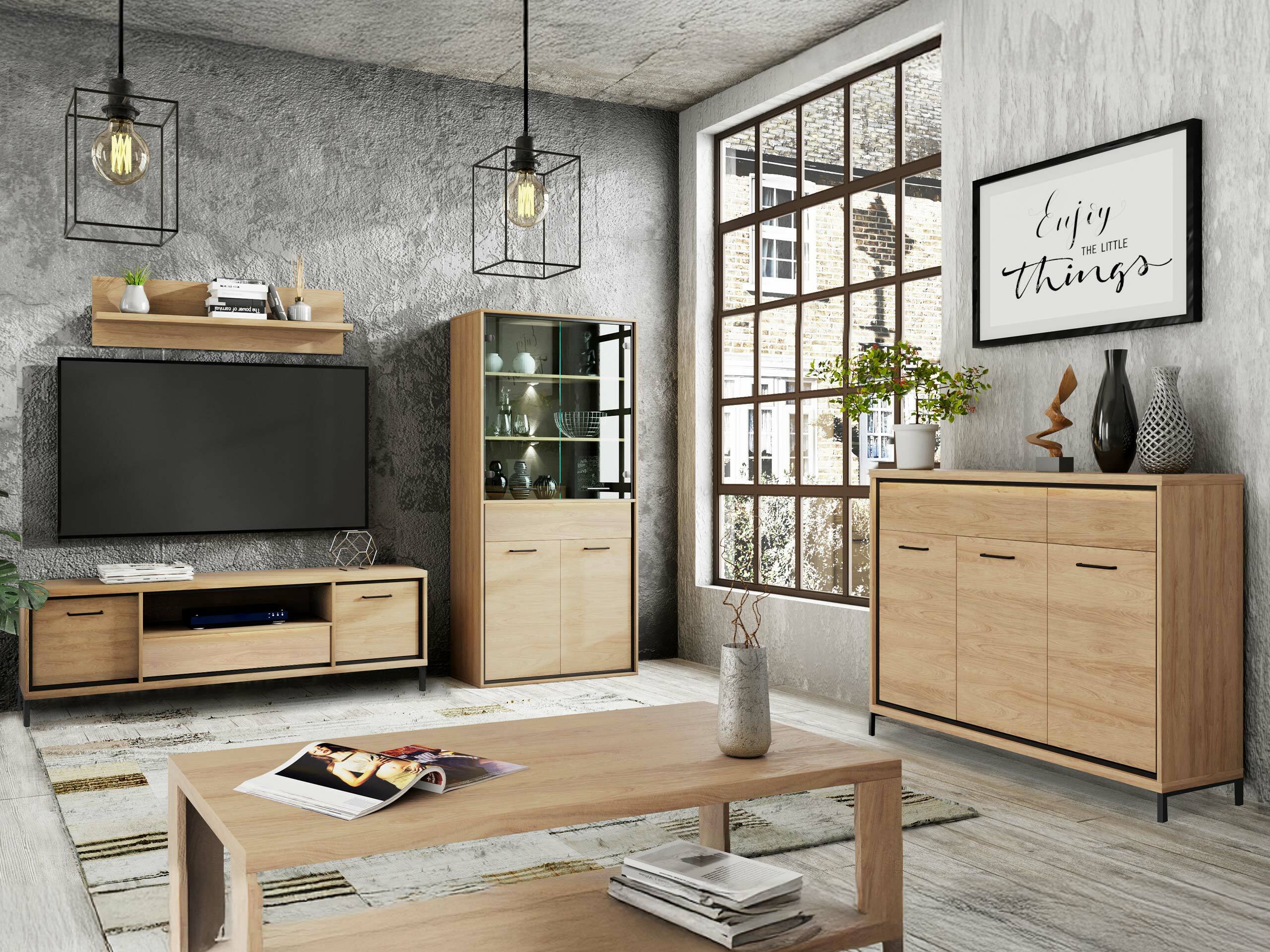 Комплект за хол Etrmoni 118 (Ярък дърво)