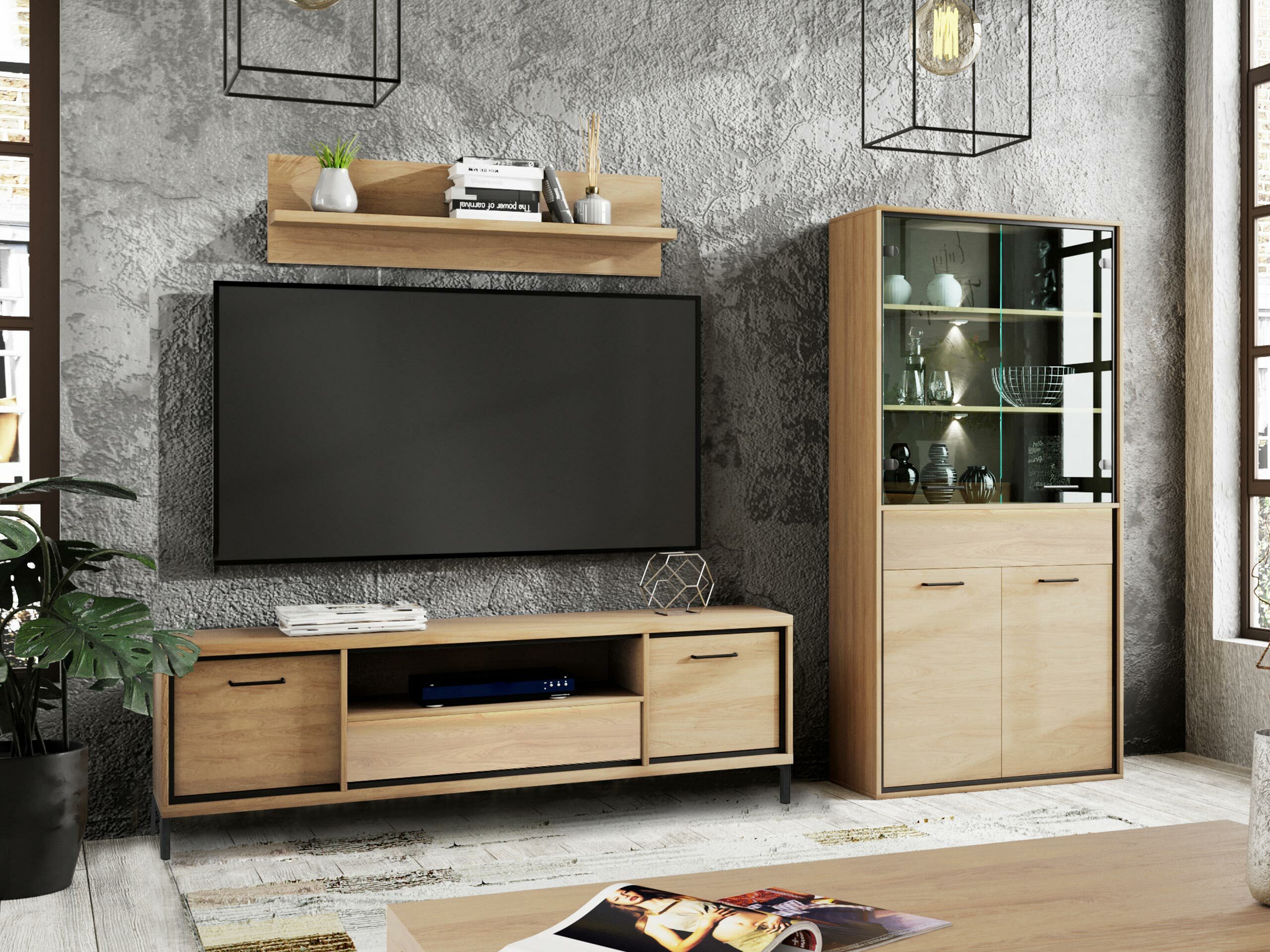 Комплект за хол Etrmoni 119 (Ярък дърво)