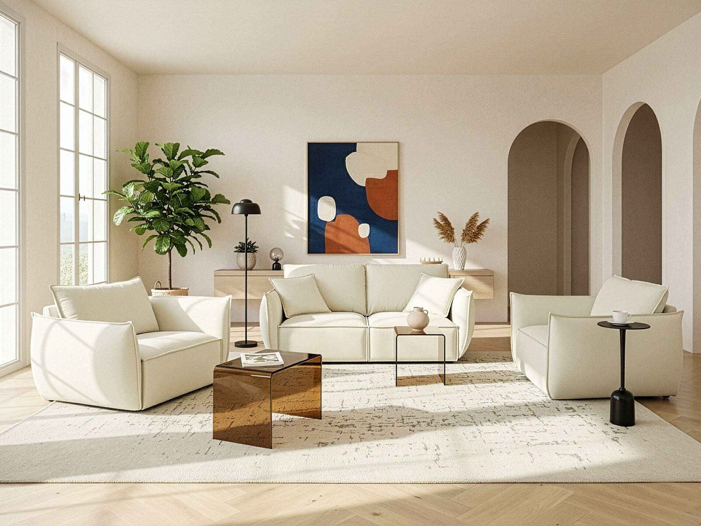 Комплект мека мебел Berwyn 3024 (Светло бежово)