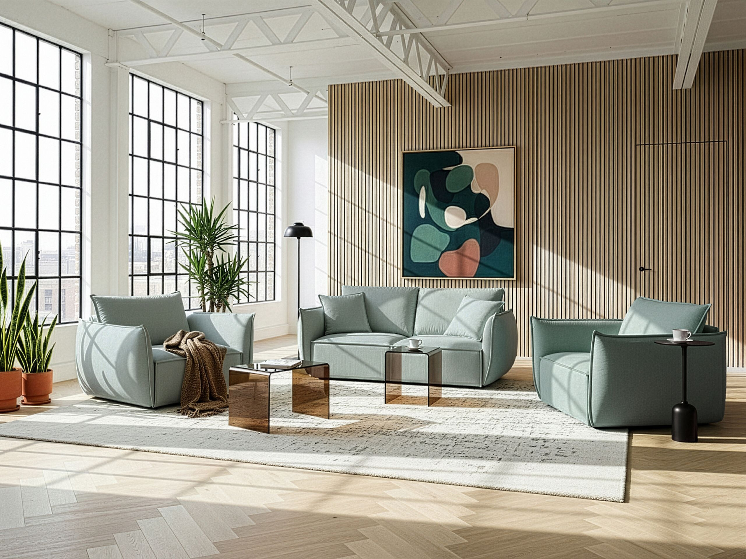 Комплект мека мебел Berwyn 3024 (Светло зелено)