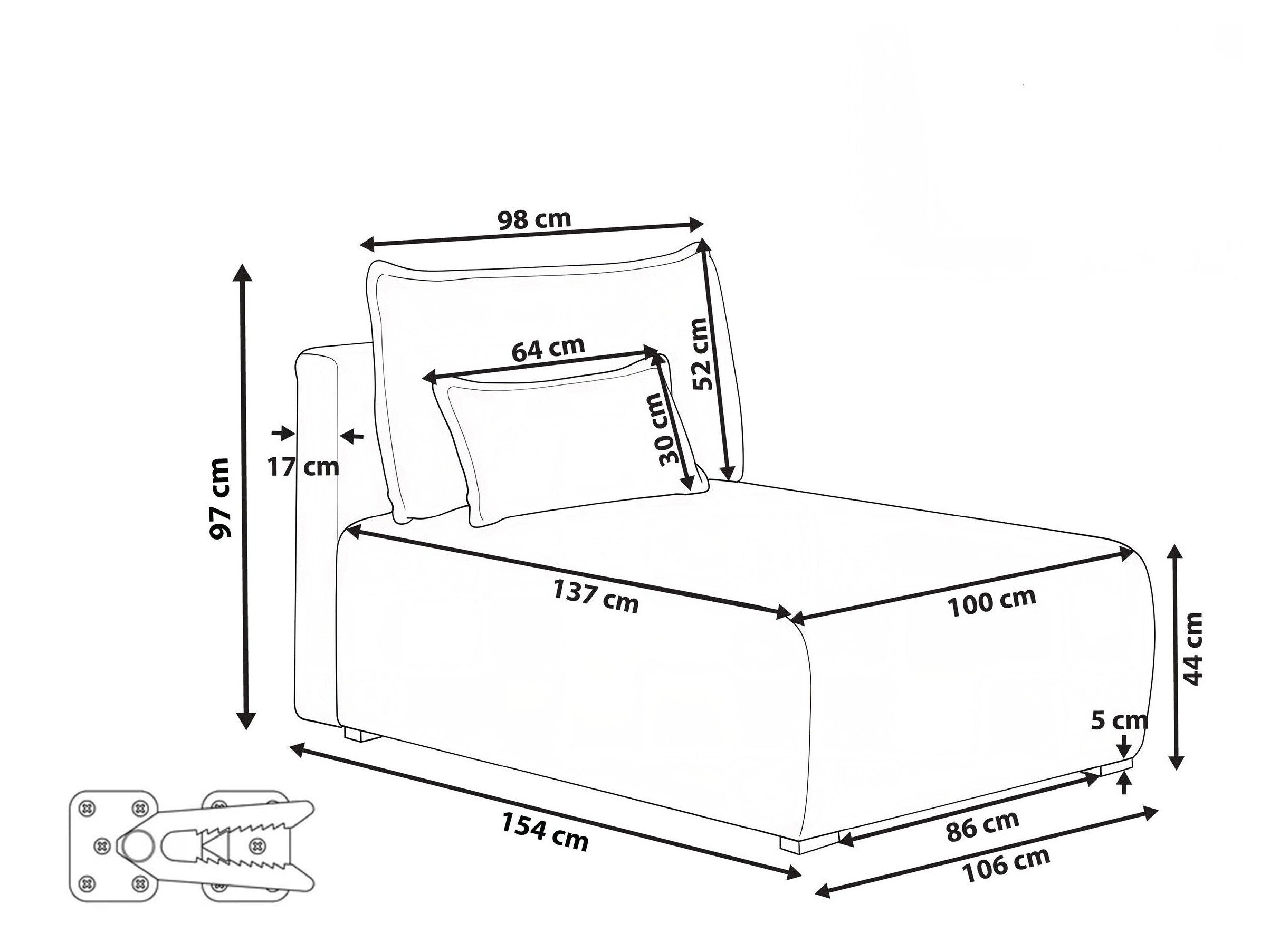 Кушетка Berwyn 3029 (Син)