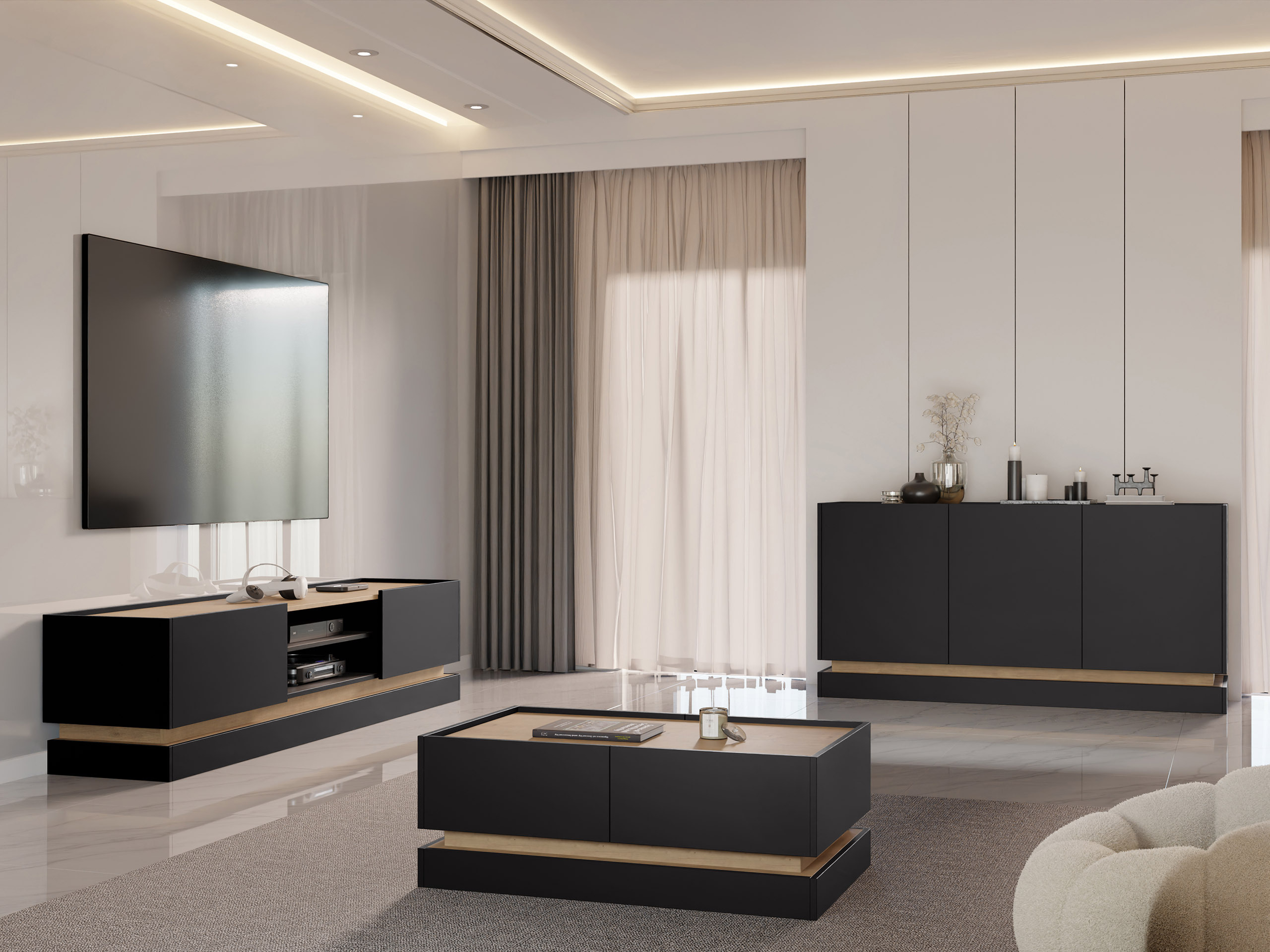 Масичка за кафе Comfivo Tilia (Черен + Дъб)