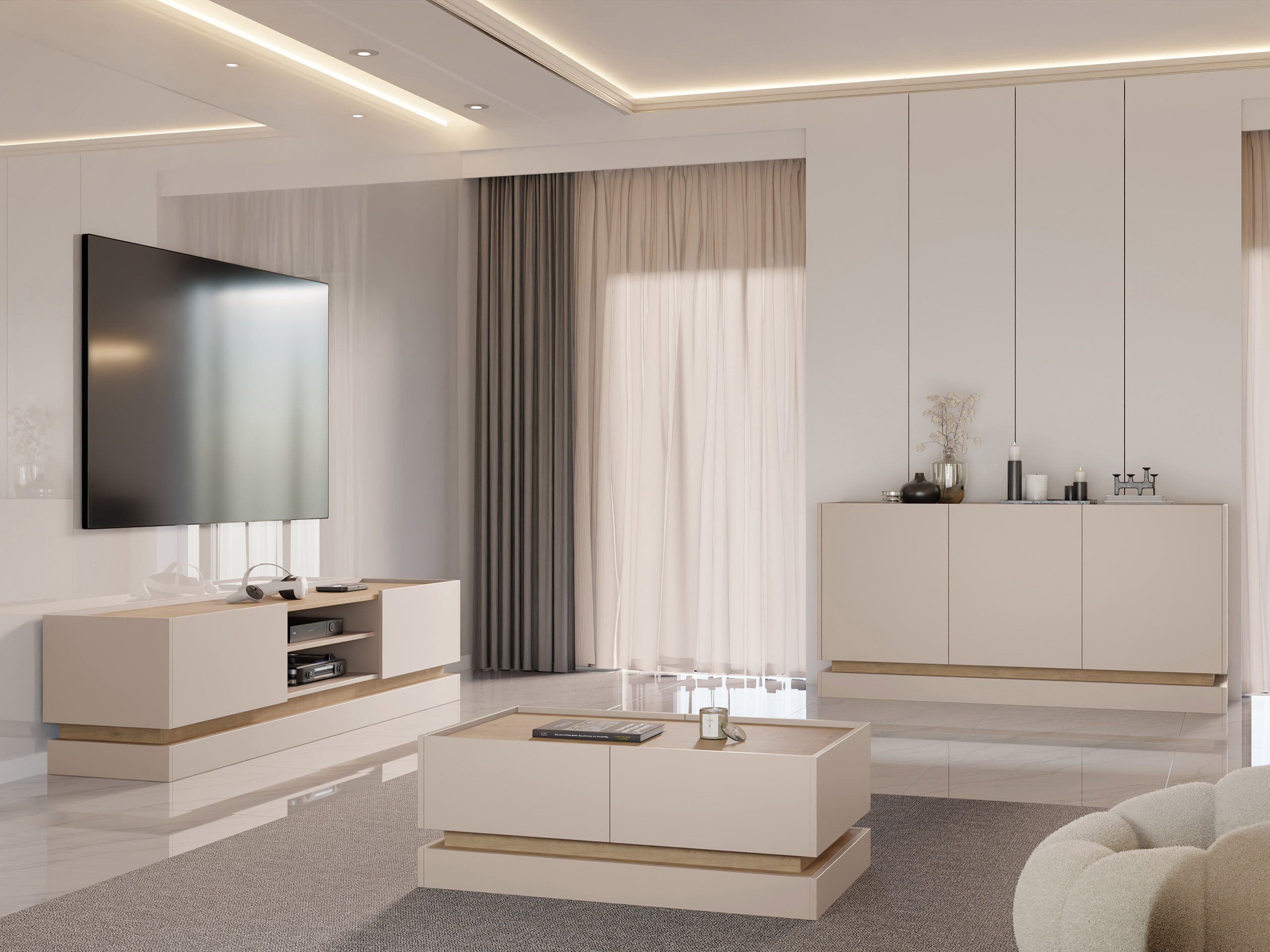 Масичка за кафе Comfivo Tilia (Светлокафяво + Дъб)