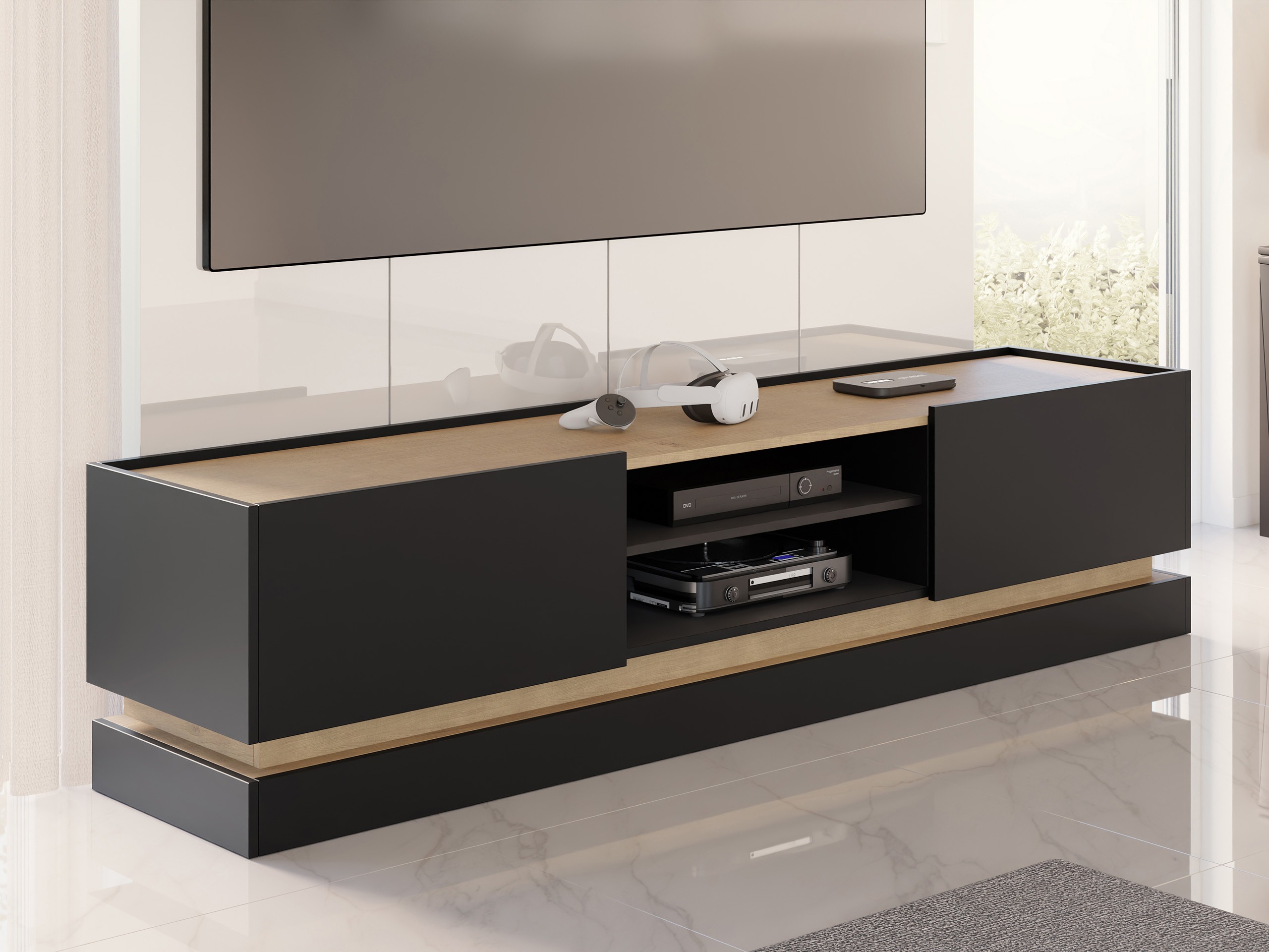 ТВ шкаф Comfivo Tilia (Черен + Дъб)