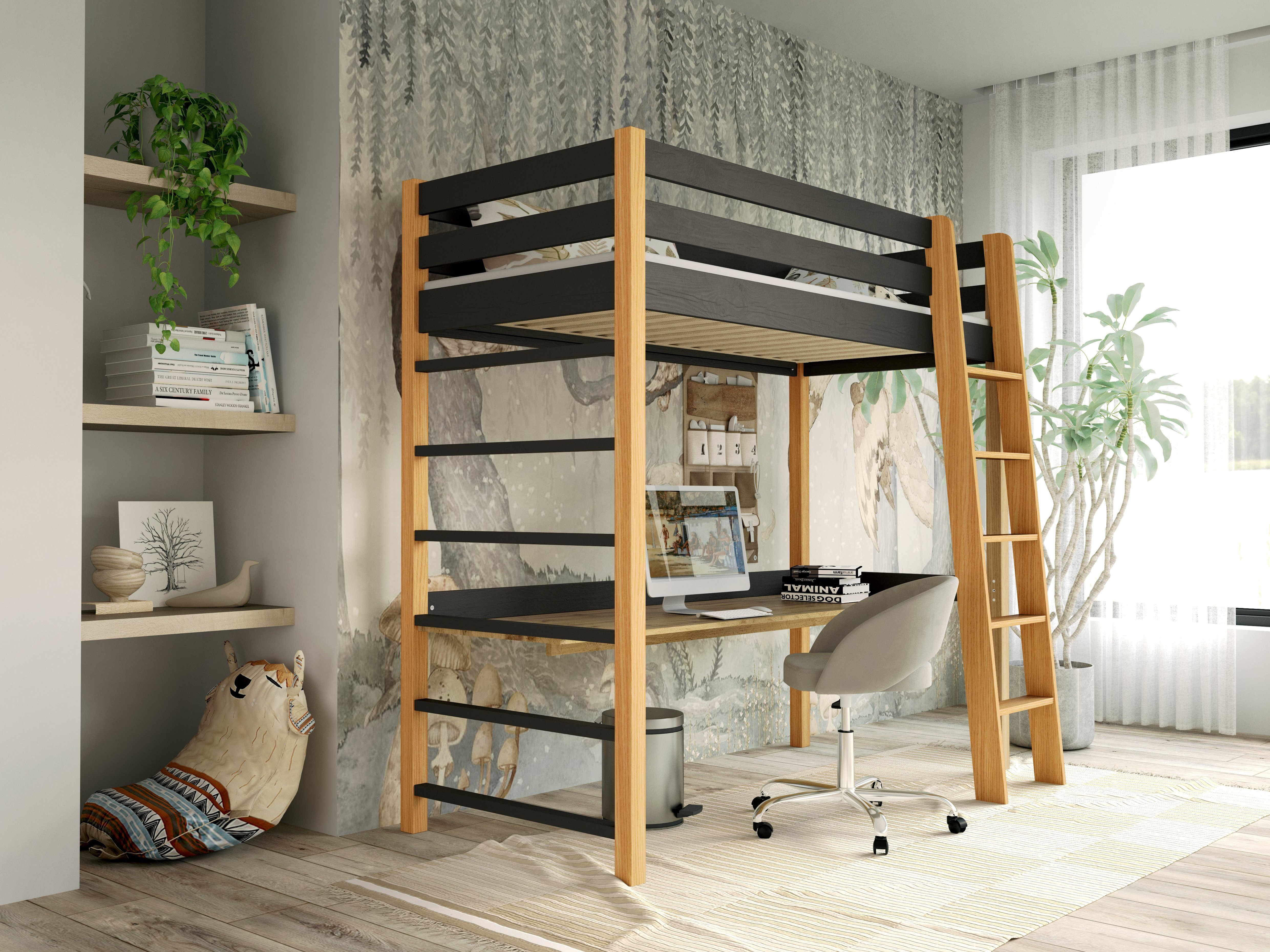 Високо легло Ogden 173 (Черен)