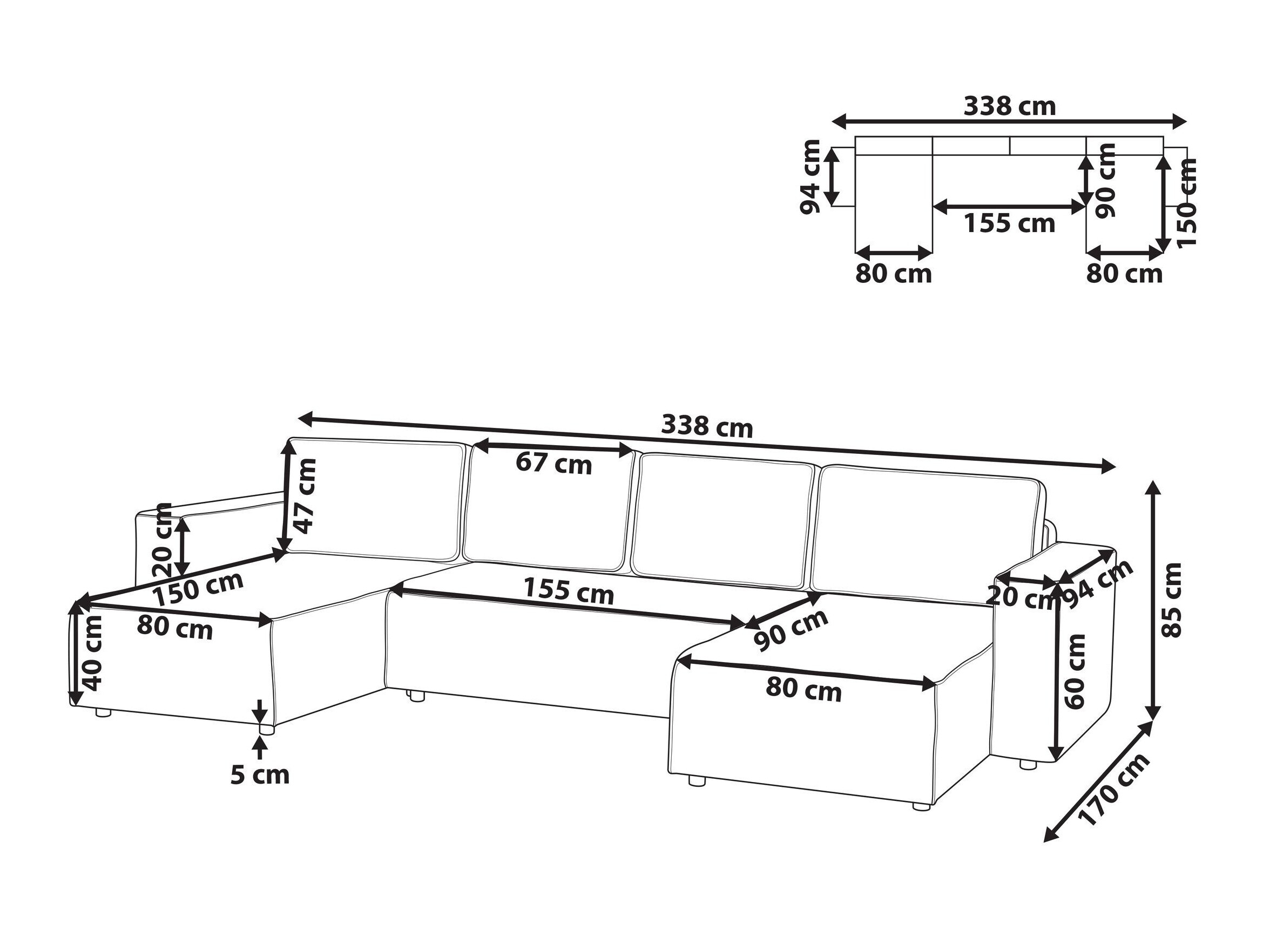 Ъглов диван Berwyn 3040 (Светло сив)