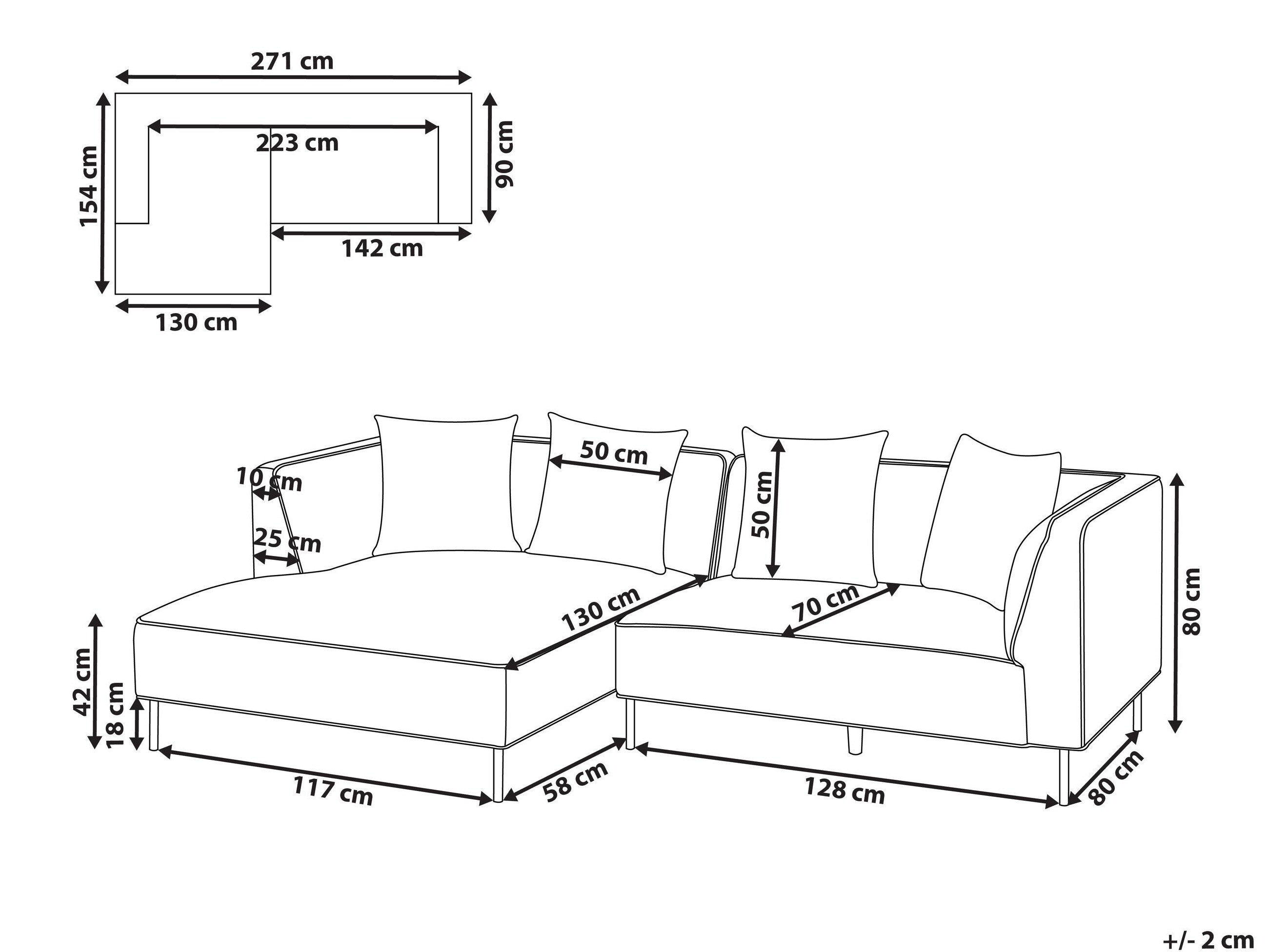 Модулен ъглов диван Berwyn 3083 (Кафяв)