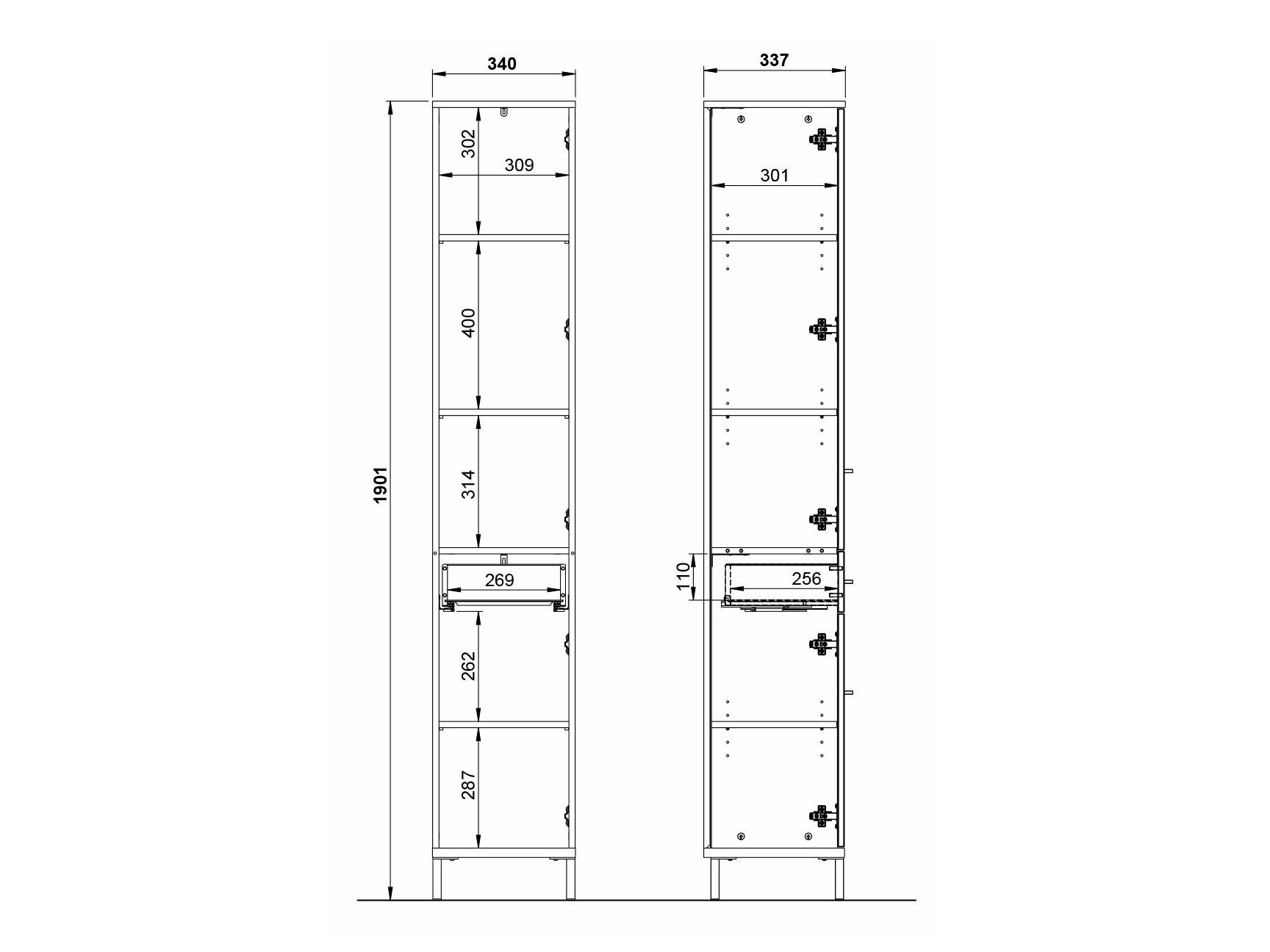 Стоящ шкаф за баня Ruvlevu 103 (Графит + Navarra дъб)