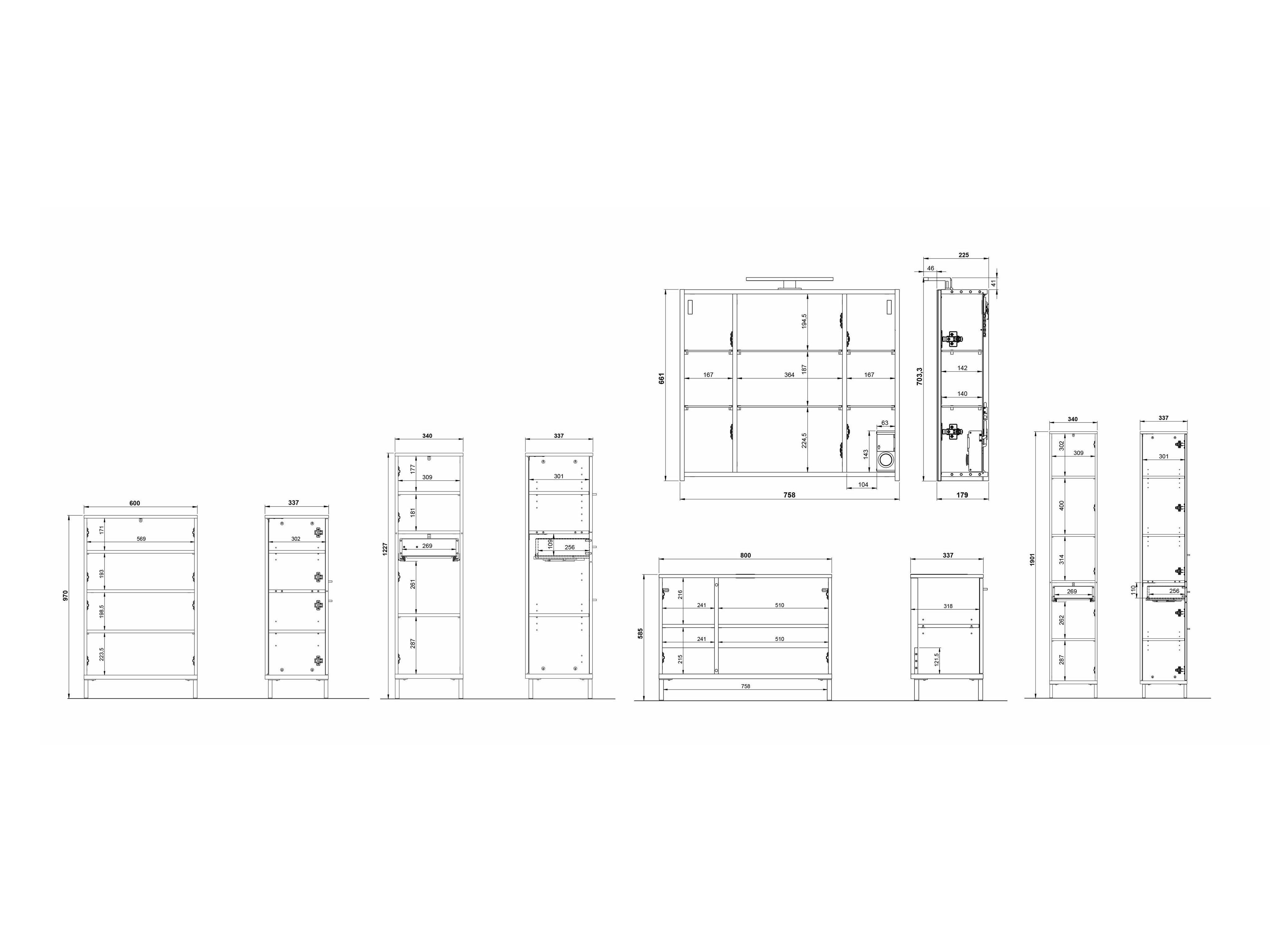 Комплект за баня Ruvlevu 104 (Графит + Navarra дъб)