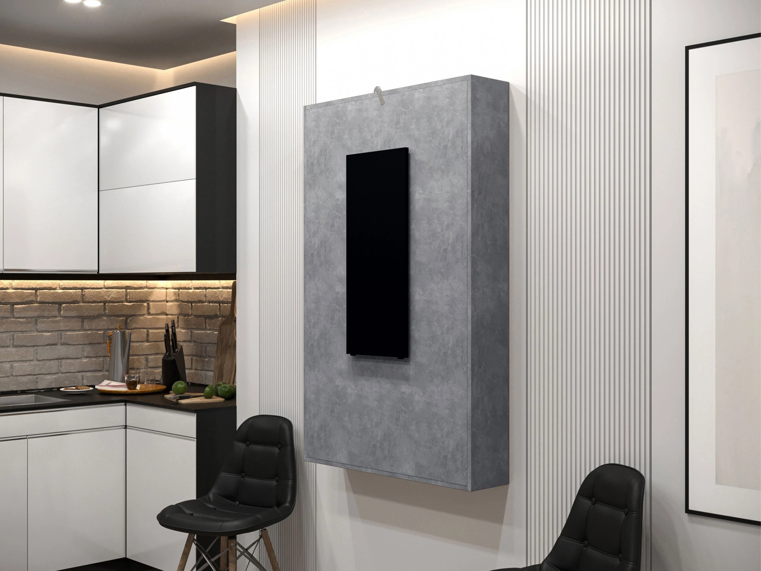 Сгъваема маса Pinis III (Черен + Бетон)