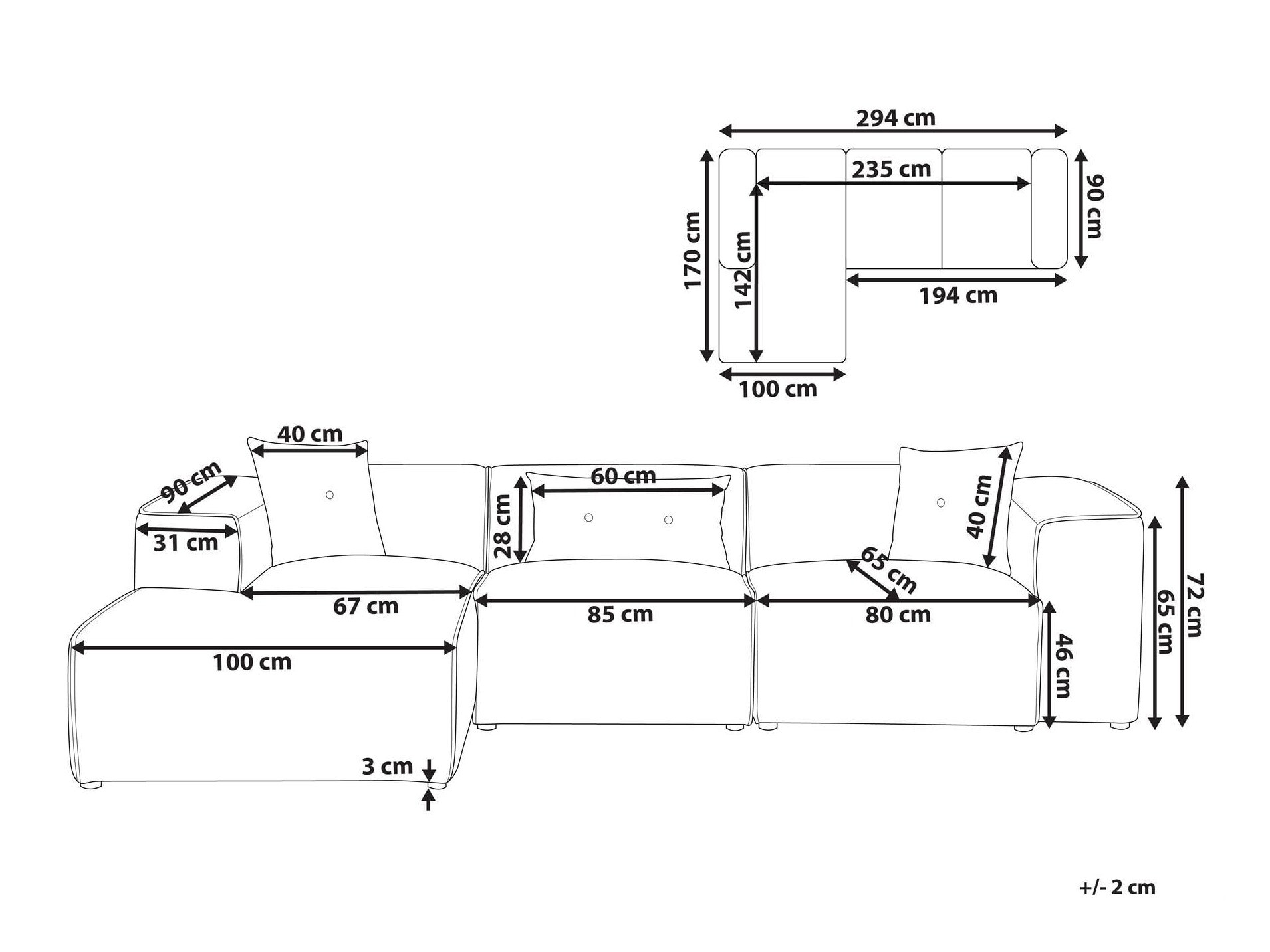 Ъглов диван Berwyn 3121 (Бял)