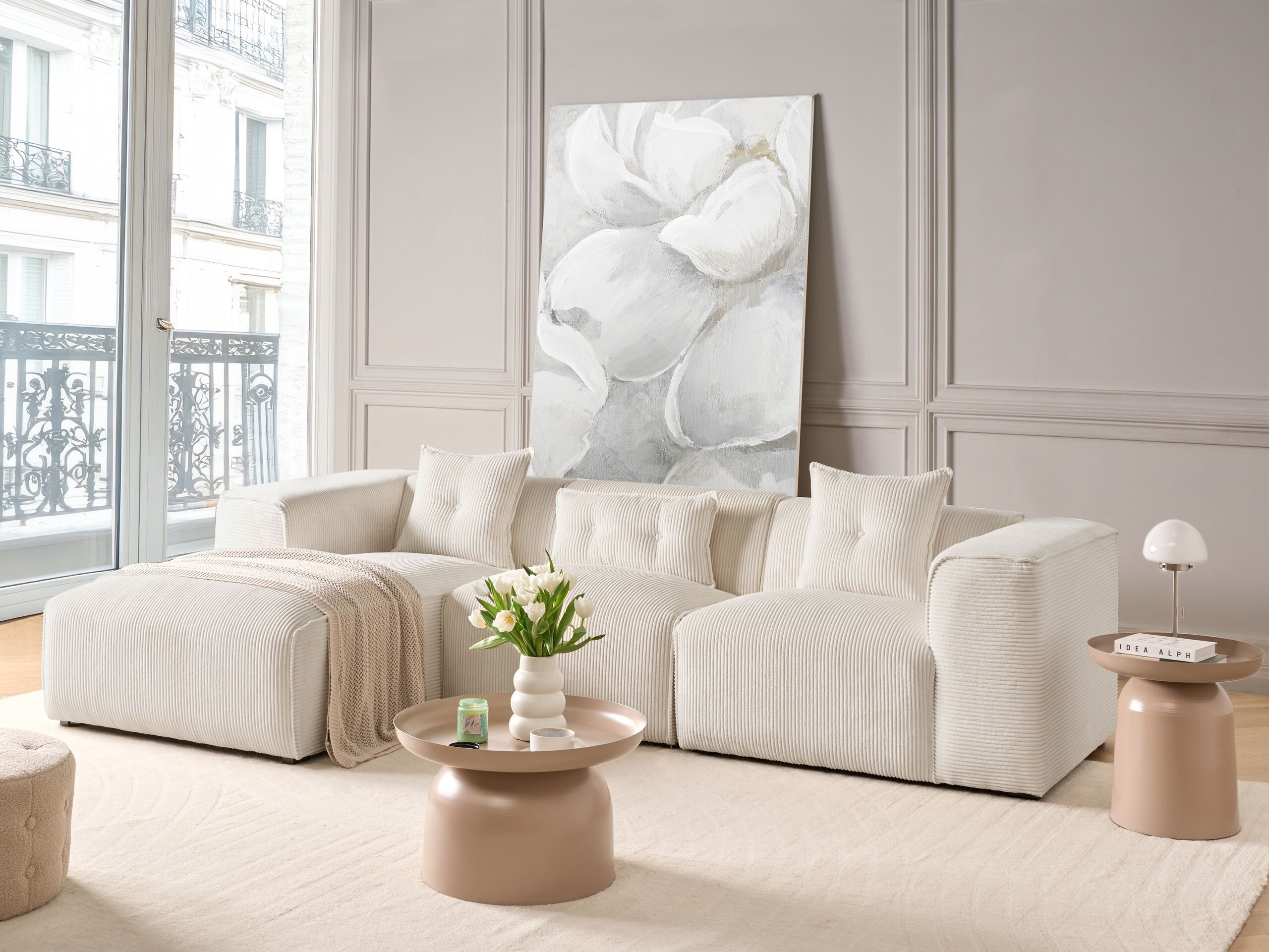 Ъглов диван Berwyn 3121 (Бял)