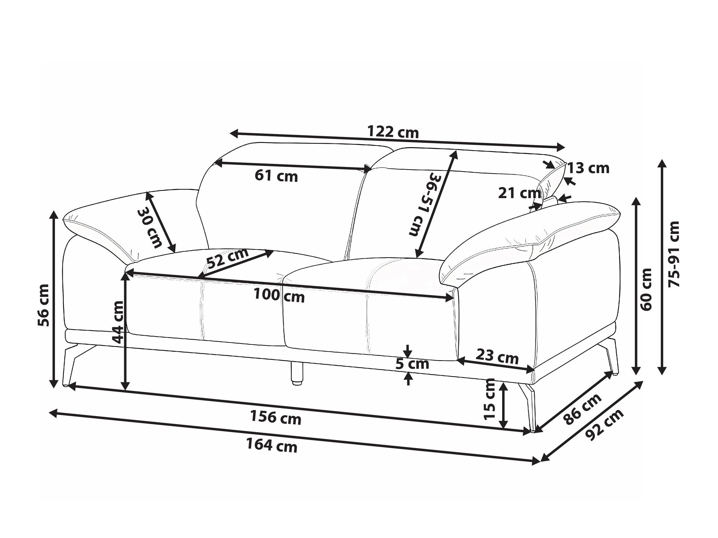 Диван Berwyn 3125 (Черен)