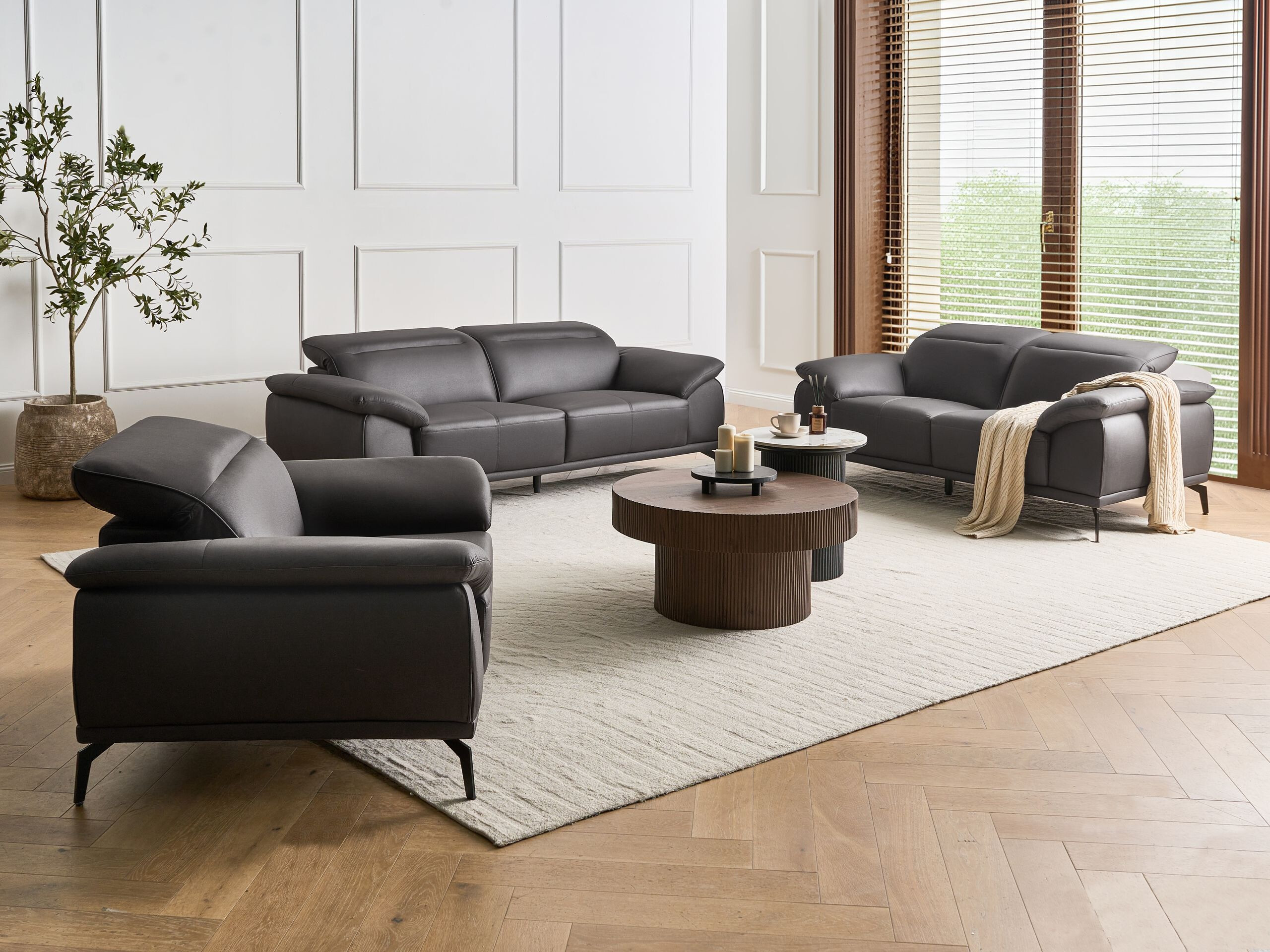 Комплект мека мебел Berwyn 3127 (Черен)