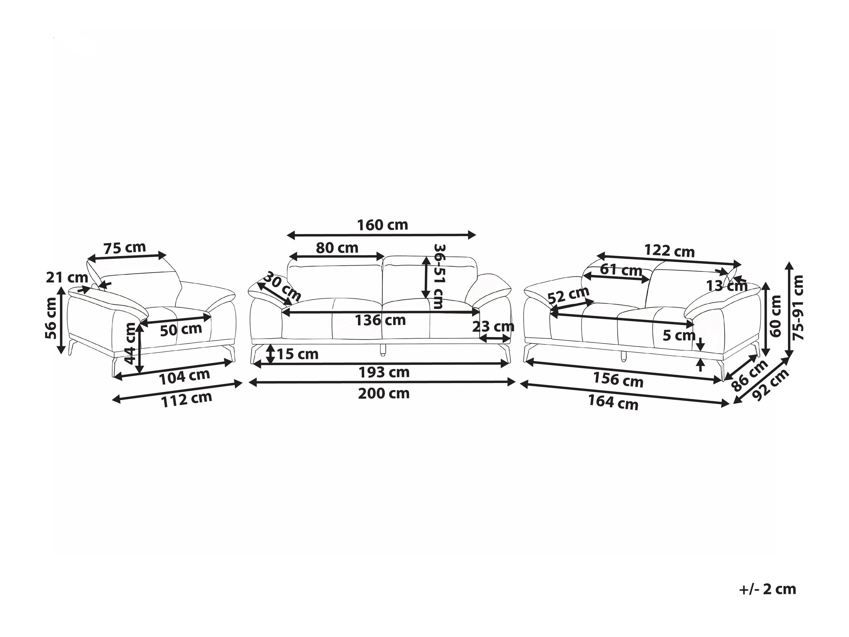 Комплект мека мебел Berwyn 3127 (Черен)