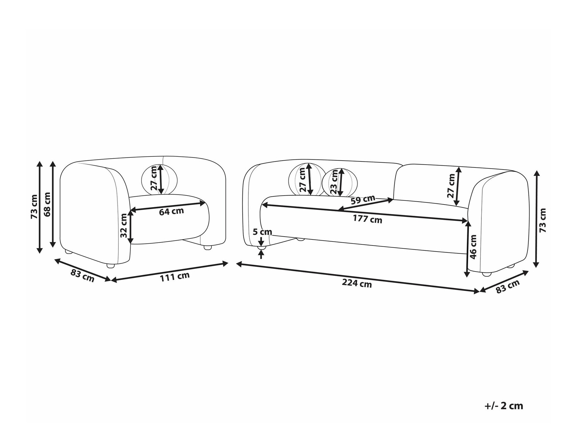 Комплект мека мебел Veselme 104 (Бял)