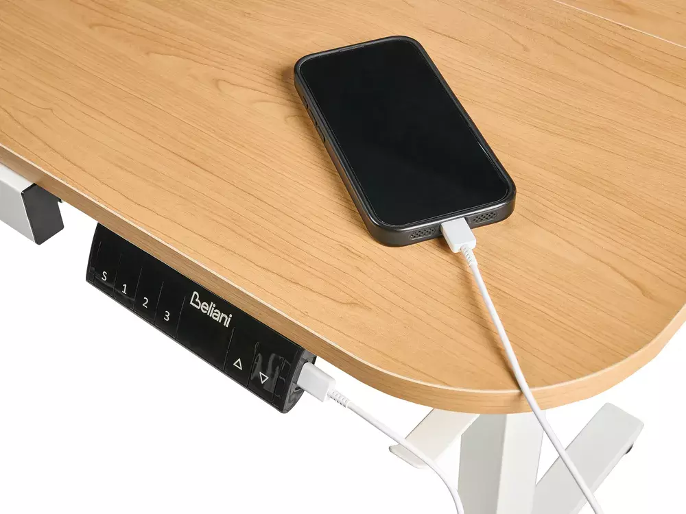 Офис бюро с регулируема височина Berwyn 3128 (Бял + Ярък дърво)