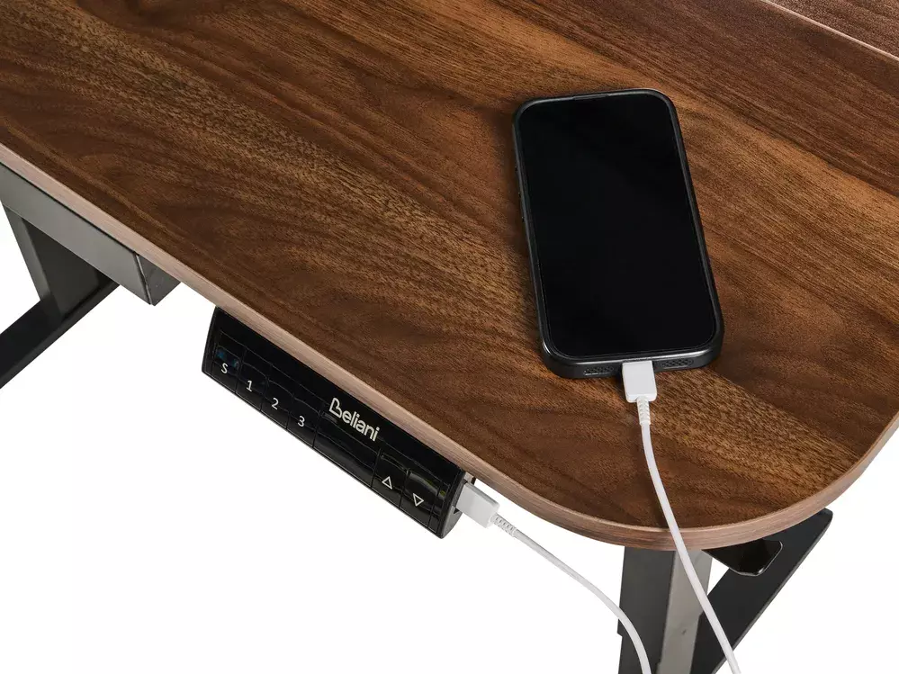 Офис бюро с регулируема височина Berwyn 3128 (Черен + Кафяв)