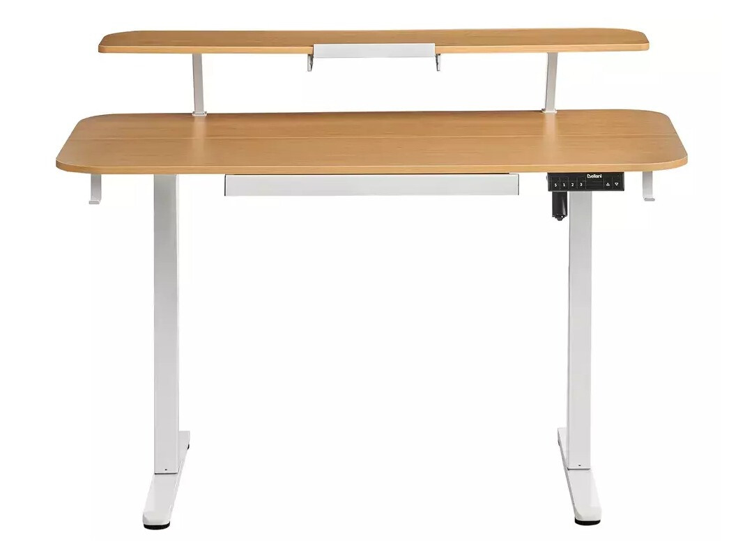 Офис бюро с регулируема височина Berwyn 3128 (Бял + Ярък дърво)