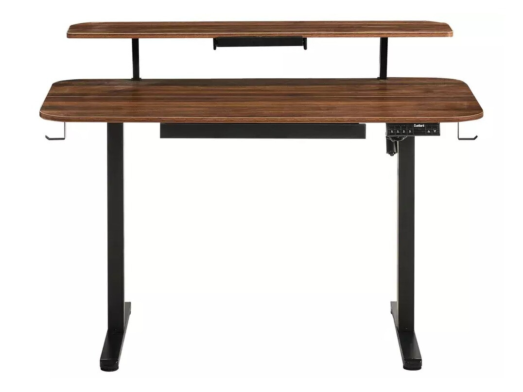 Офис бюро с регулируема височина Berwyn 3128 (Черен + Кафяв)