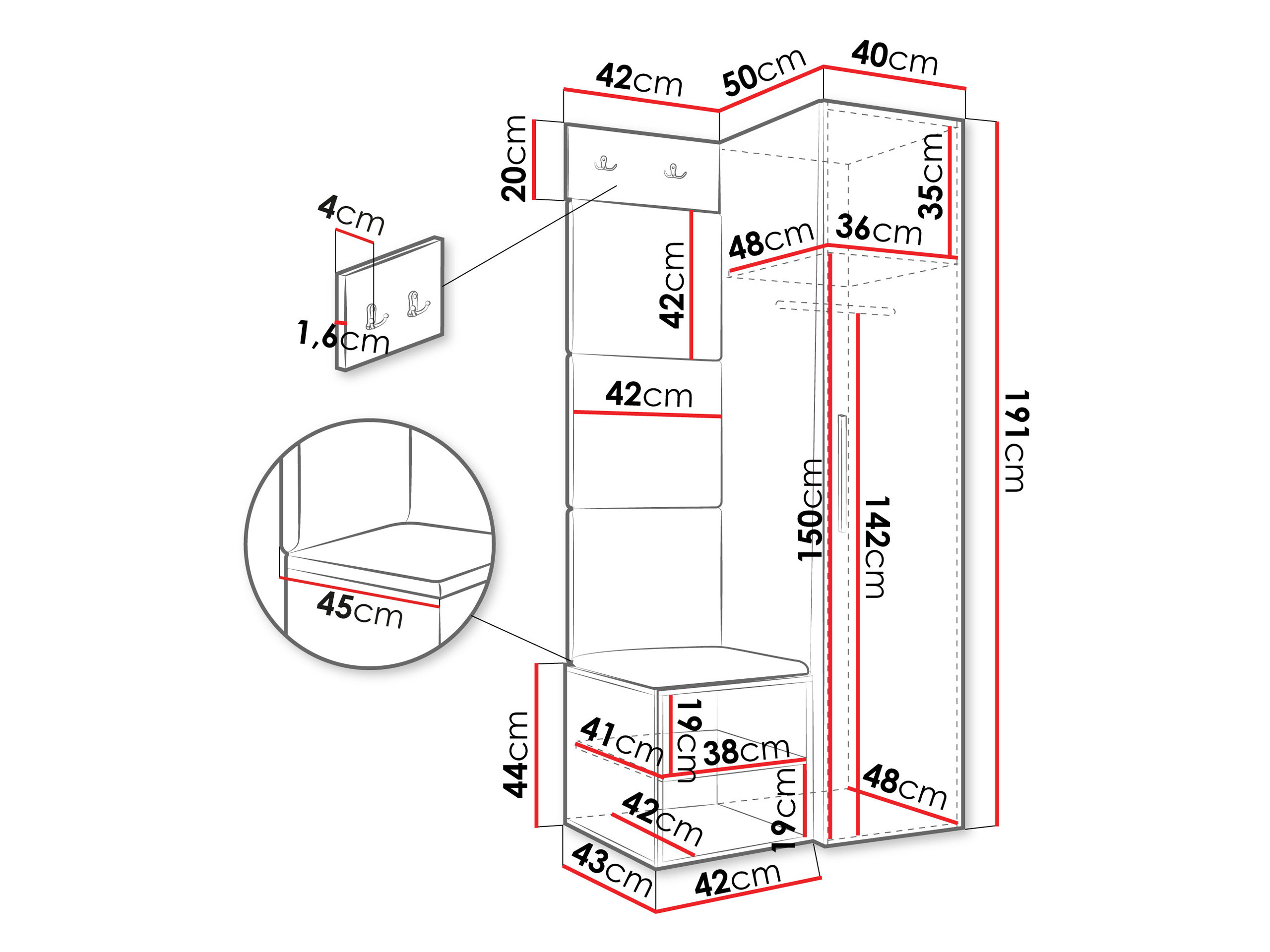 Комплект за антре Hartford 524 (Бял)