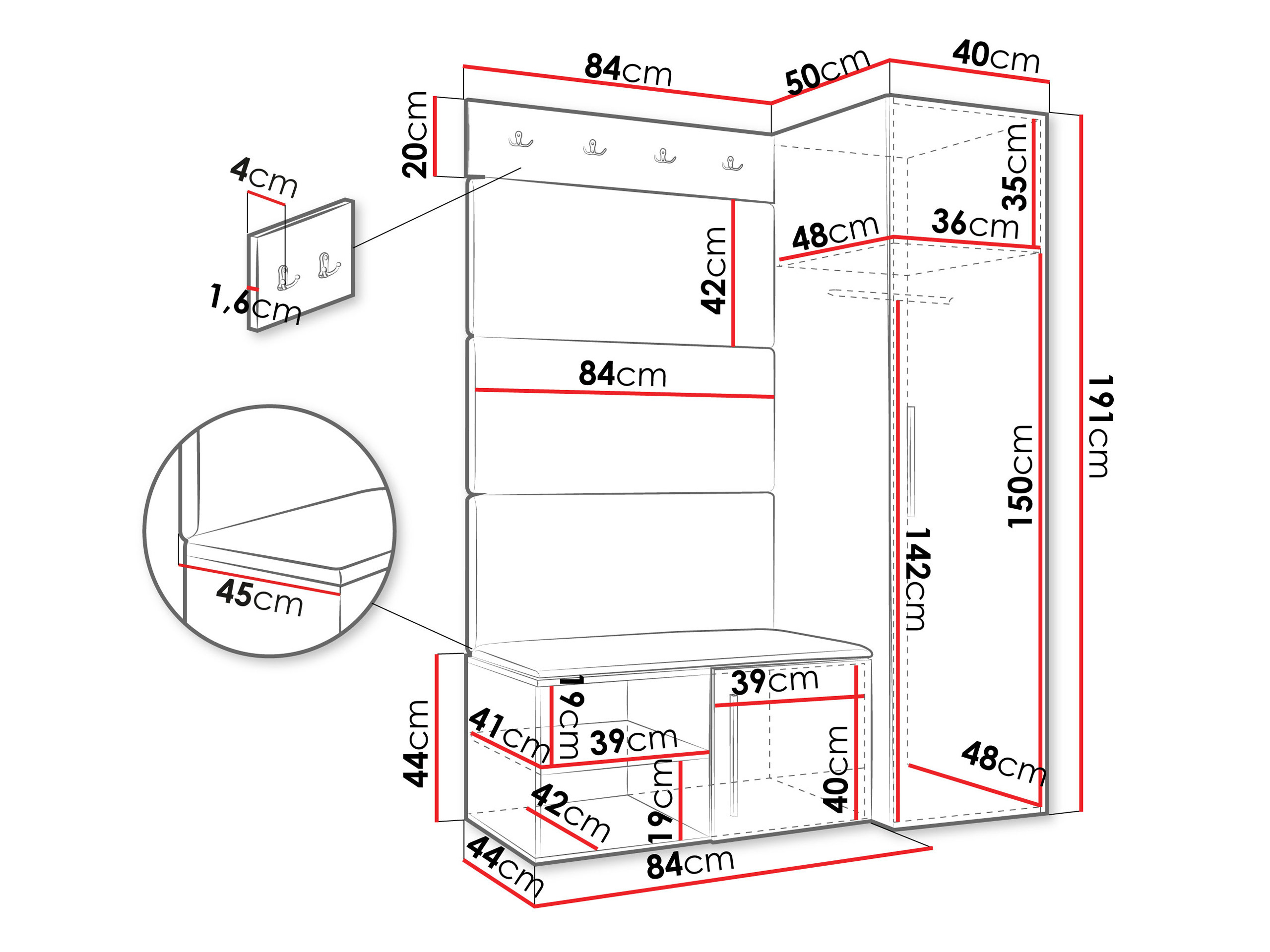 Комплект за антре Nitos II (Бял)
