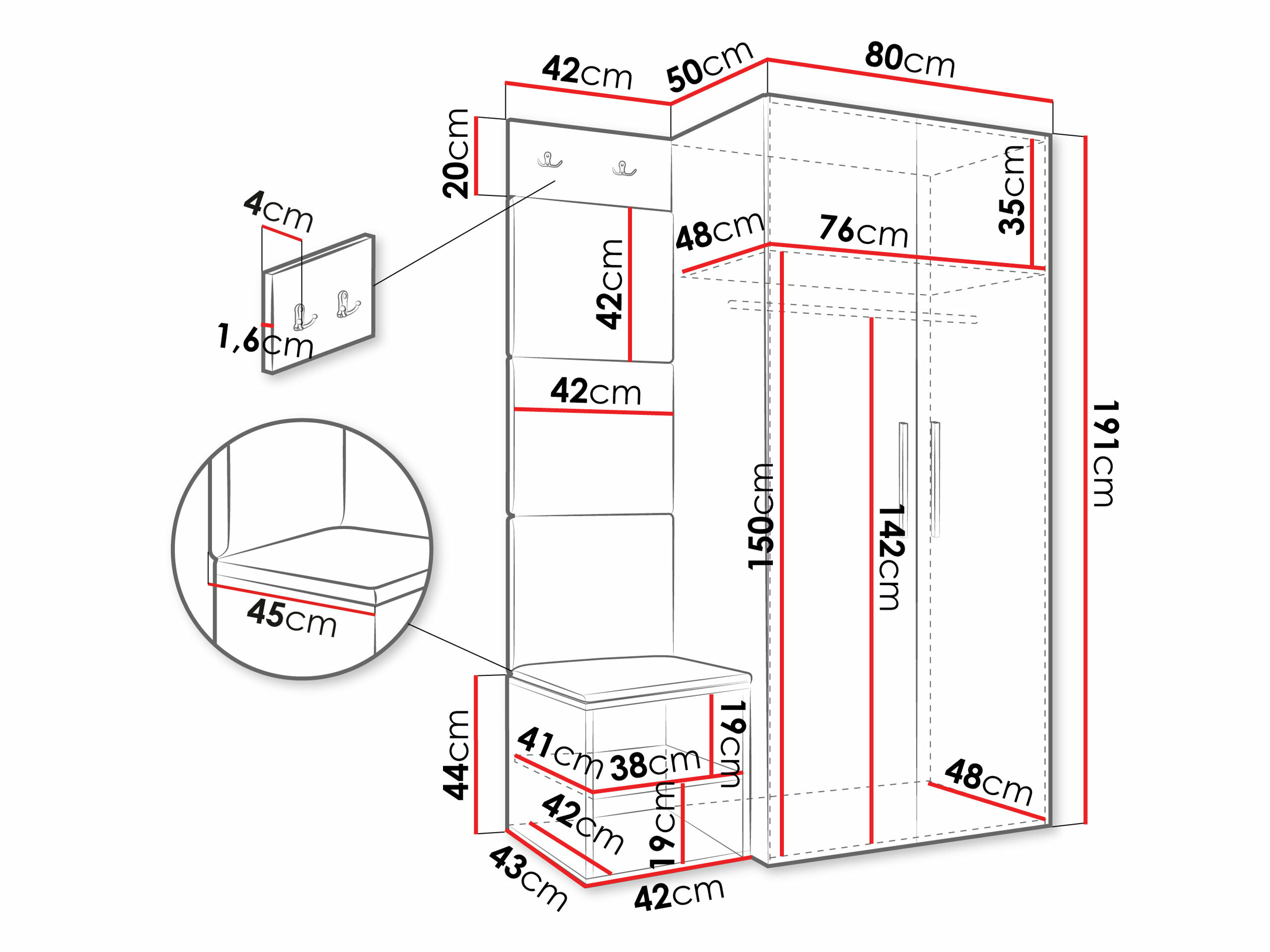 Комплект за антре Nitos IV (Бял)