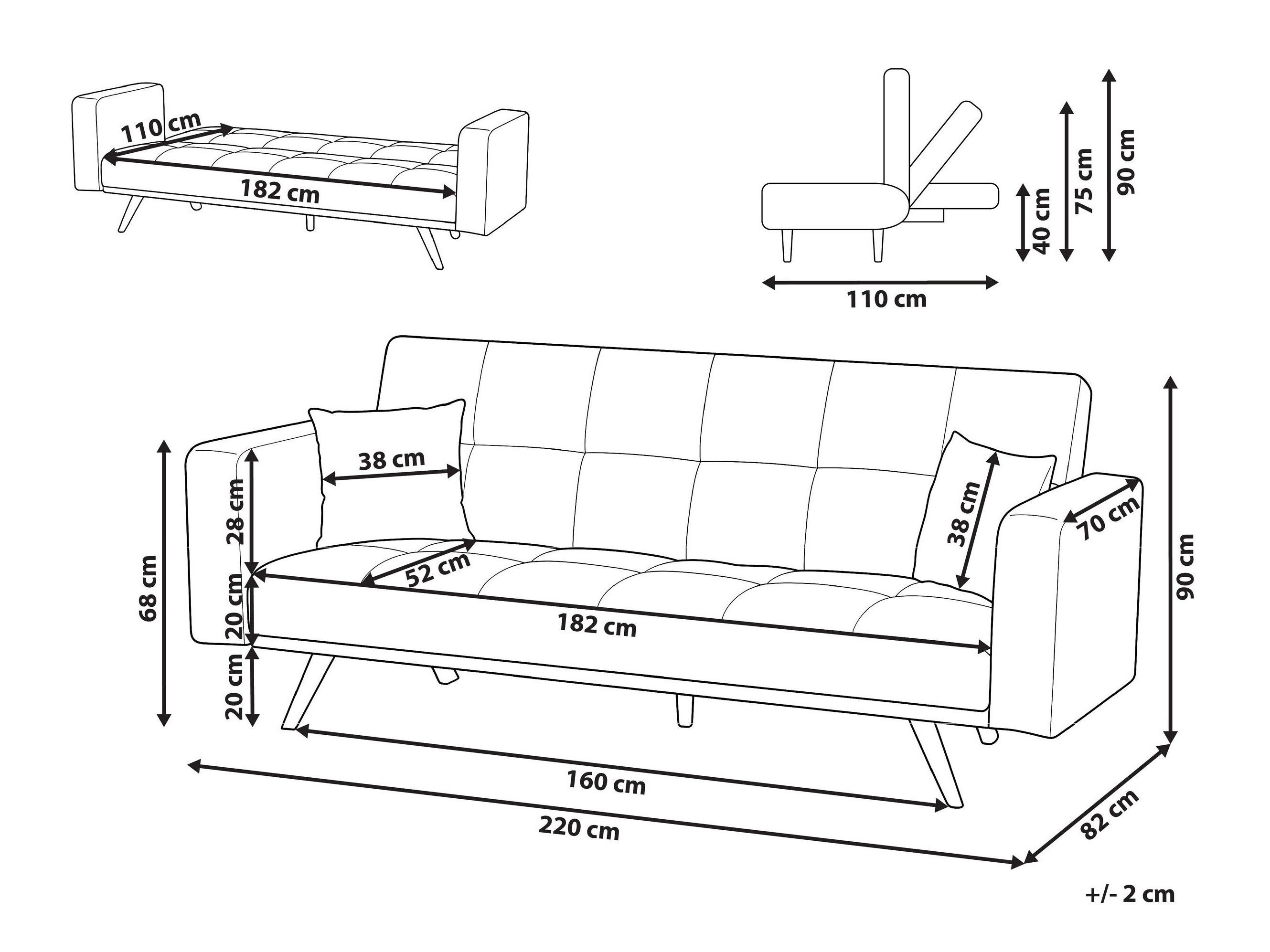 Разтегателен диван Berwyn 3123 (Сив)