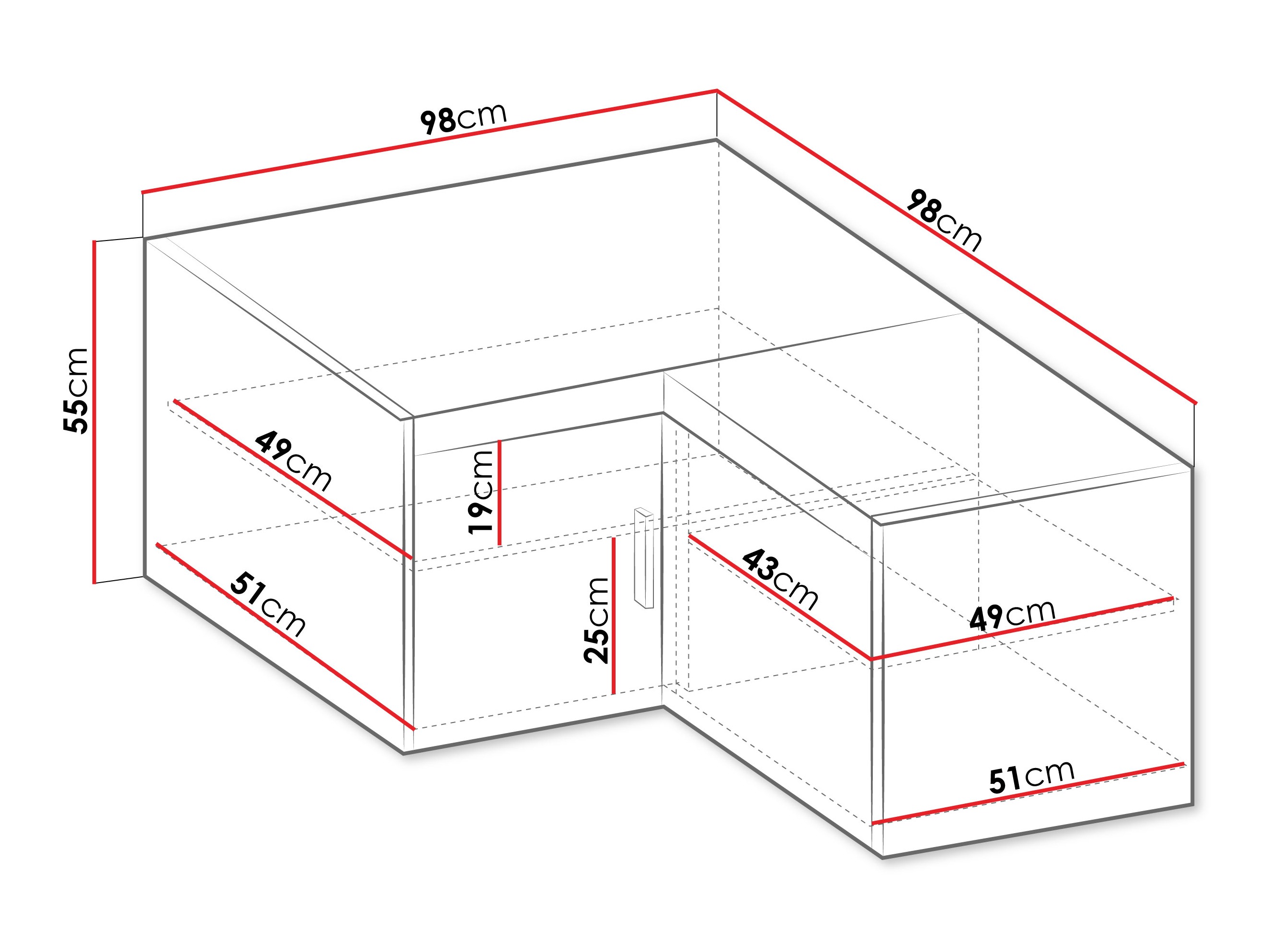 Ъглов шкаф Novduni 118 (Дъб)