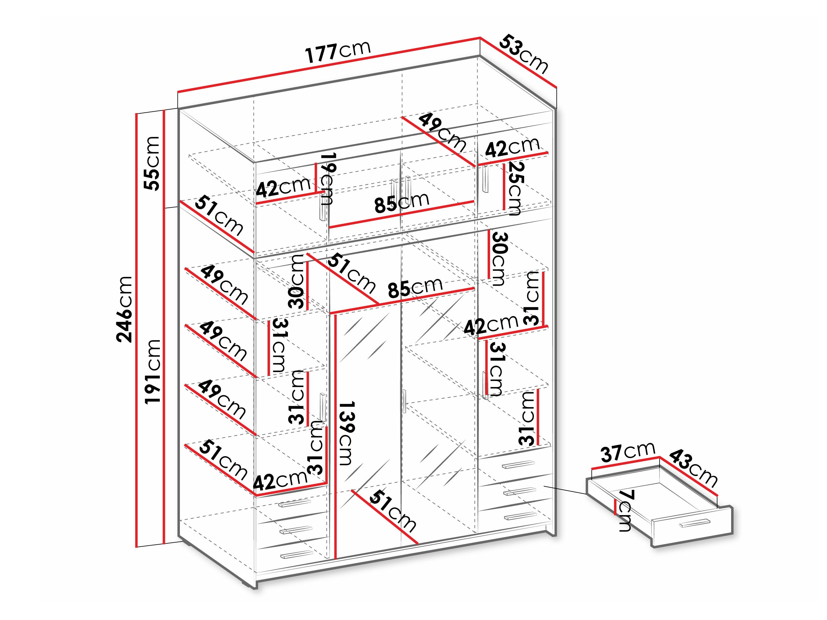Гардероб Novduni 120 (Бял)
