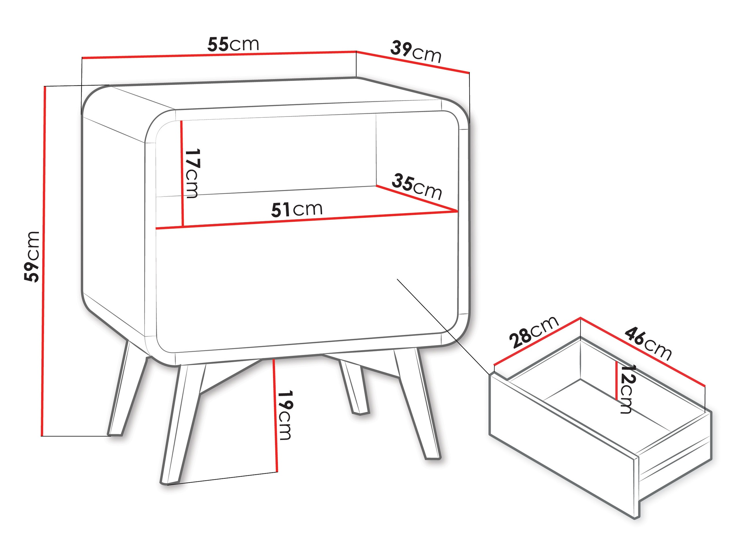 Нощно шкафче Focos