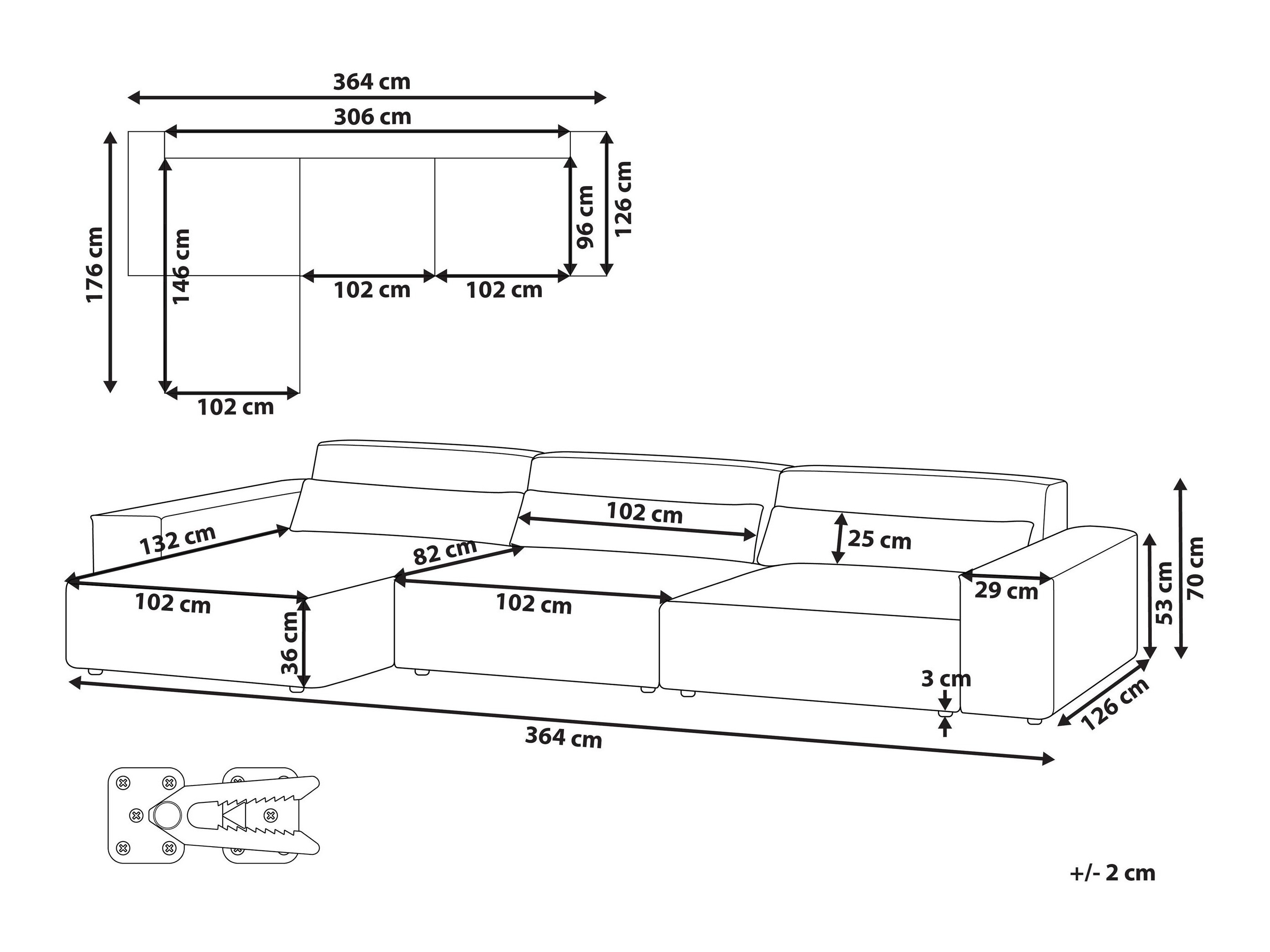 Модулен ъглов диван Tivsora 104 (Сив)