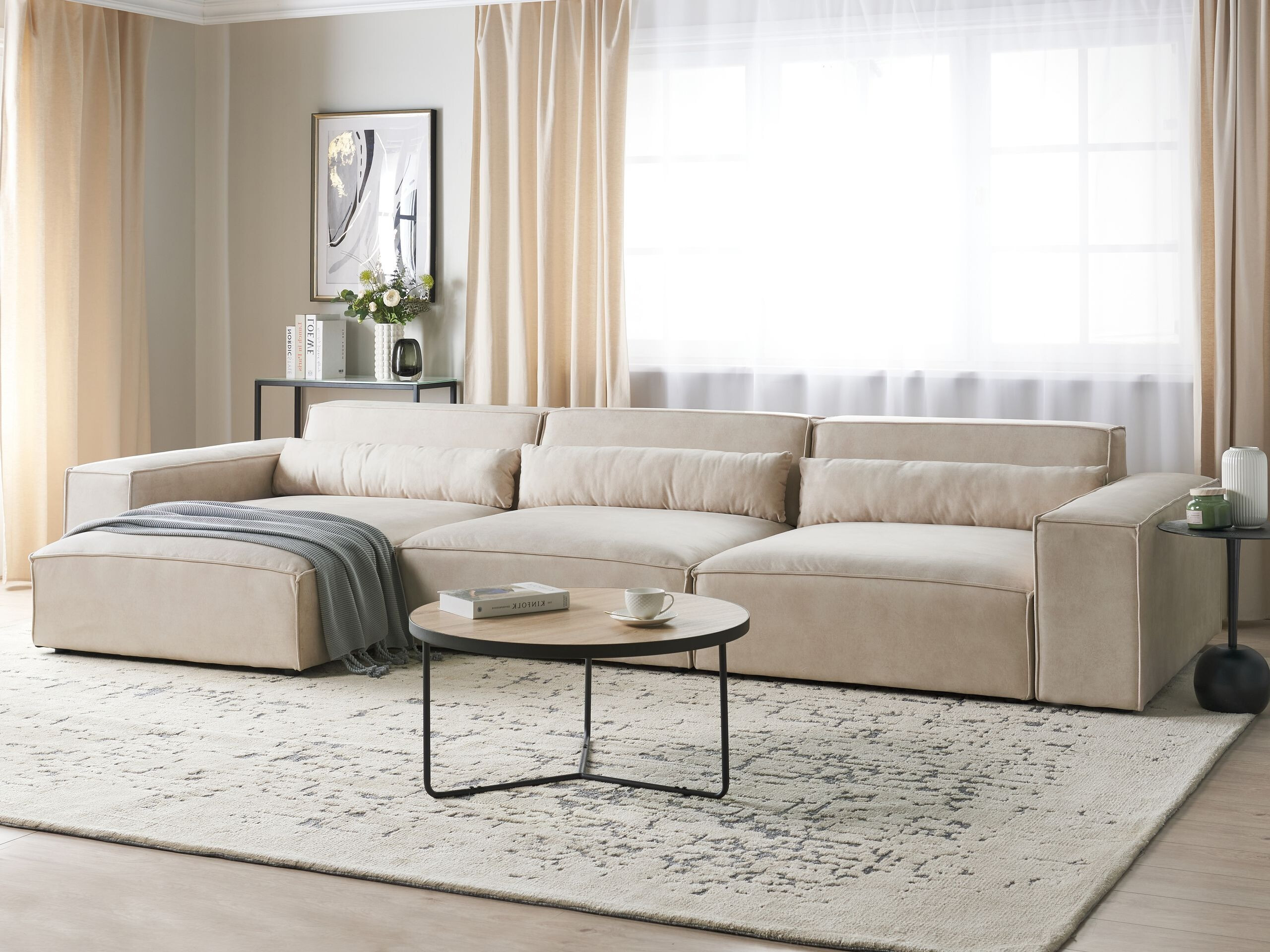 Модулен ъглов диван Tivsora 104 (Светло бежово)