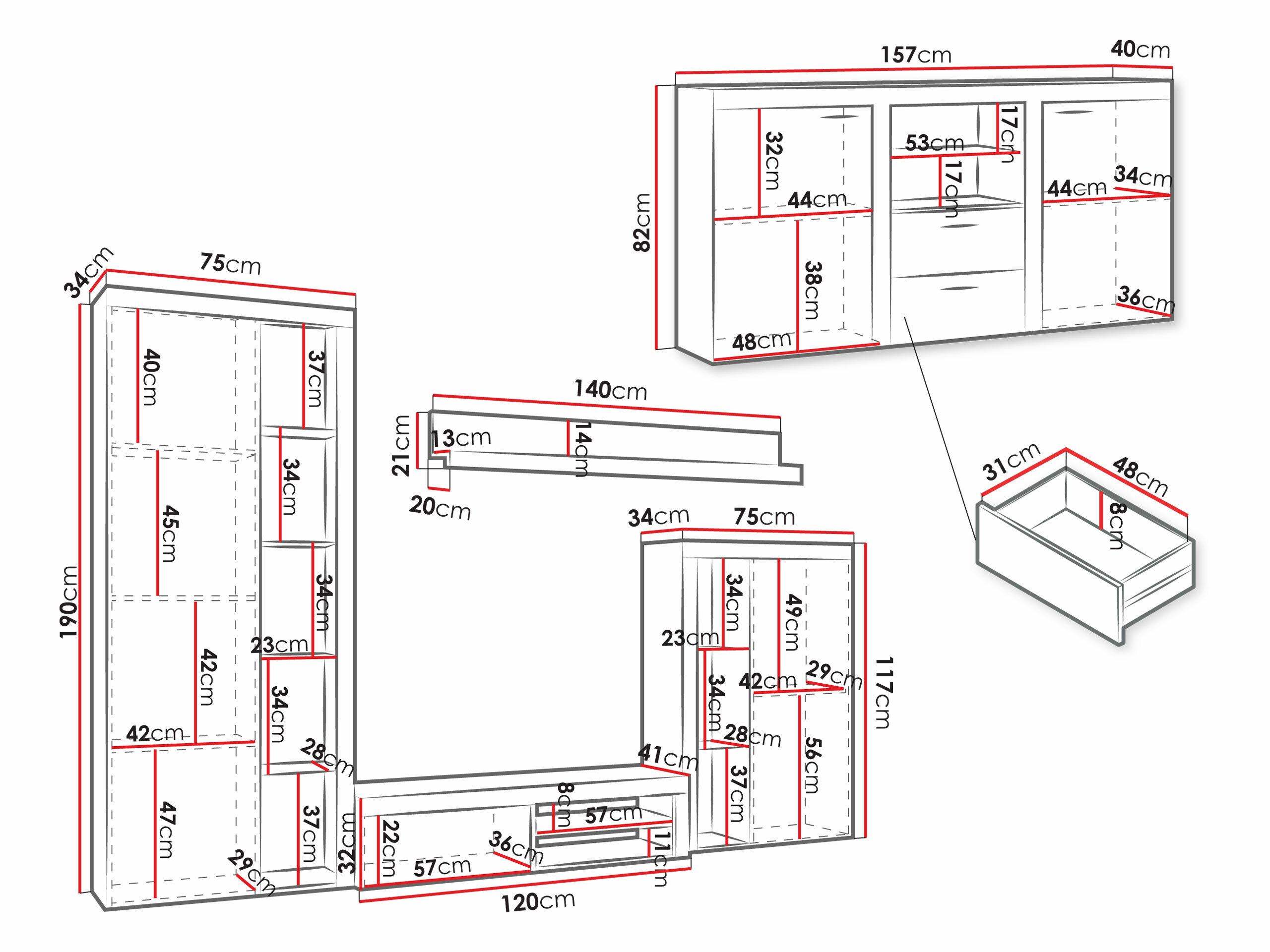 Комплект за хол Soca I (Бял)