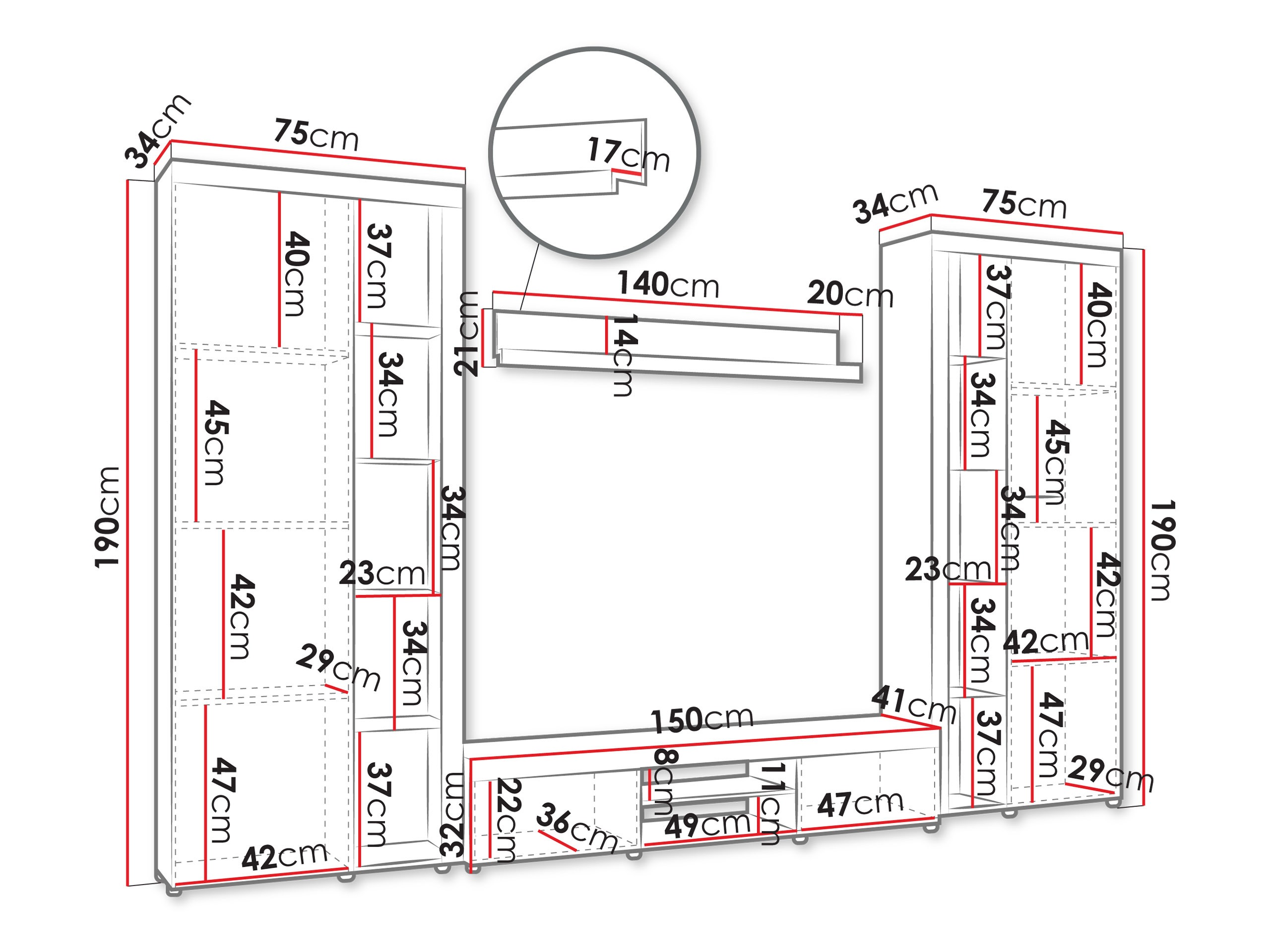 Комплект за хол Tucson 107 (Бял)
