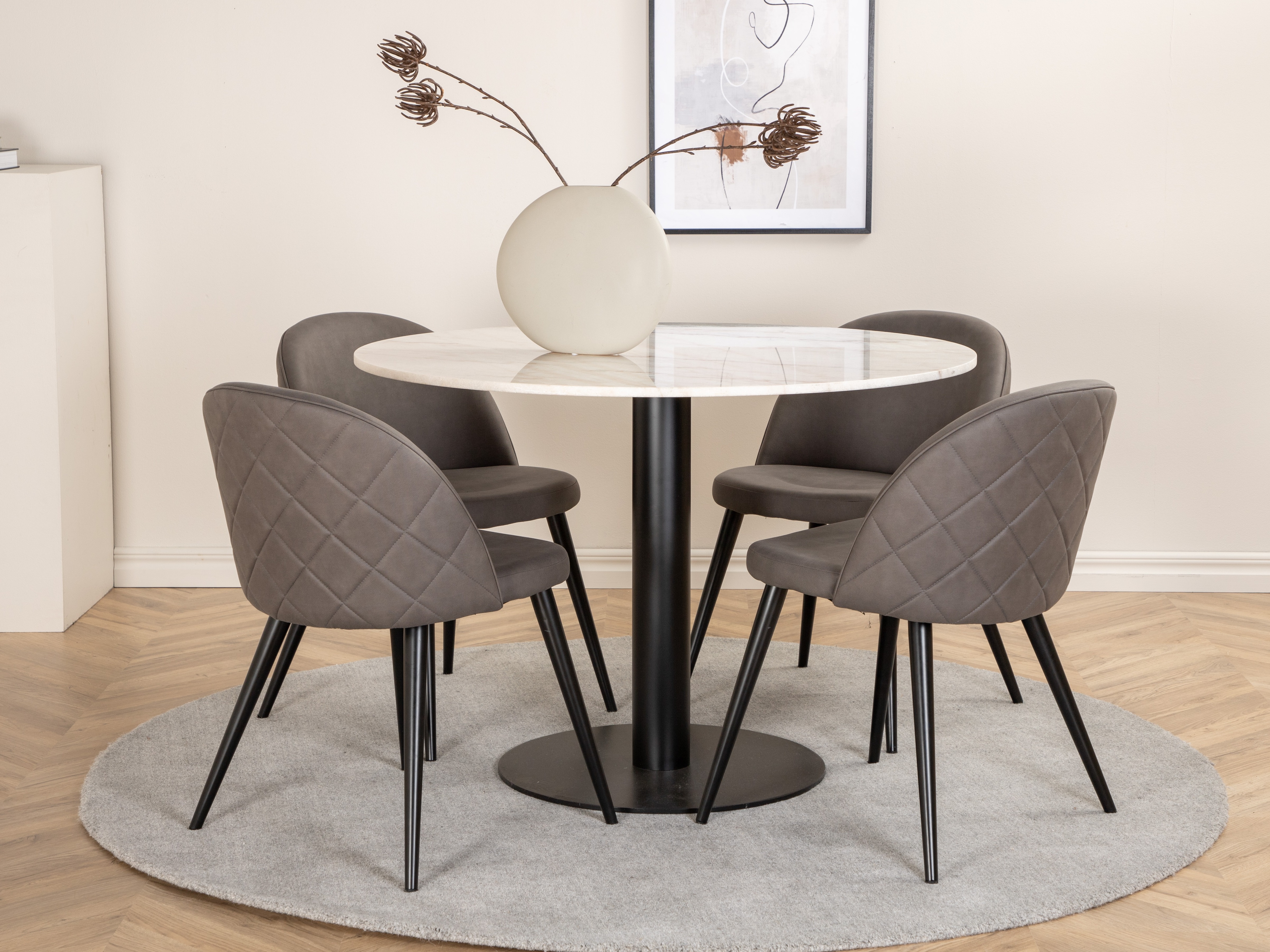 Маса Dallas 175 (Бял мрамор + Черен)