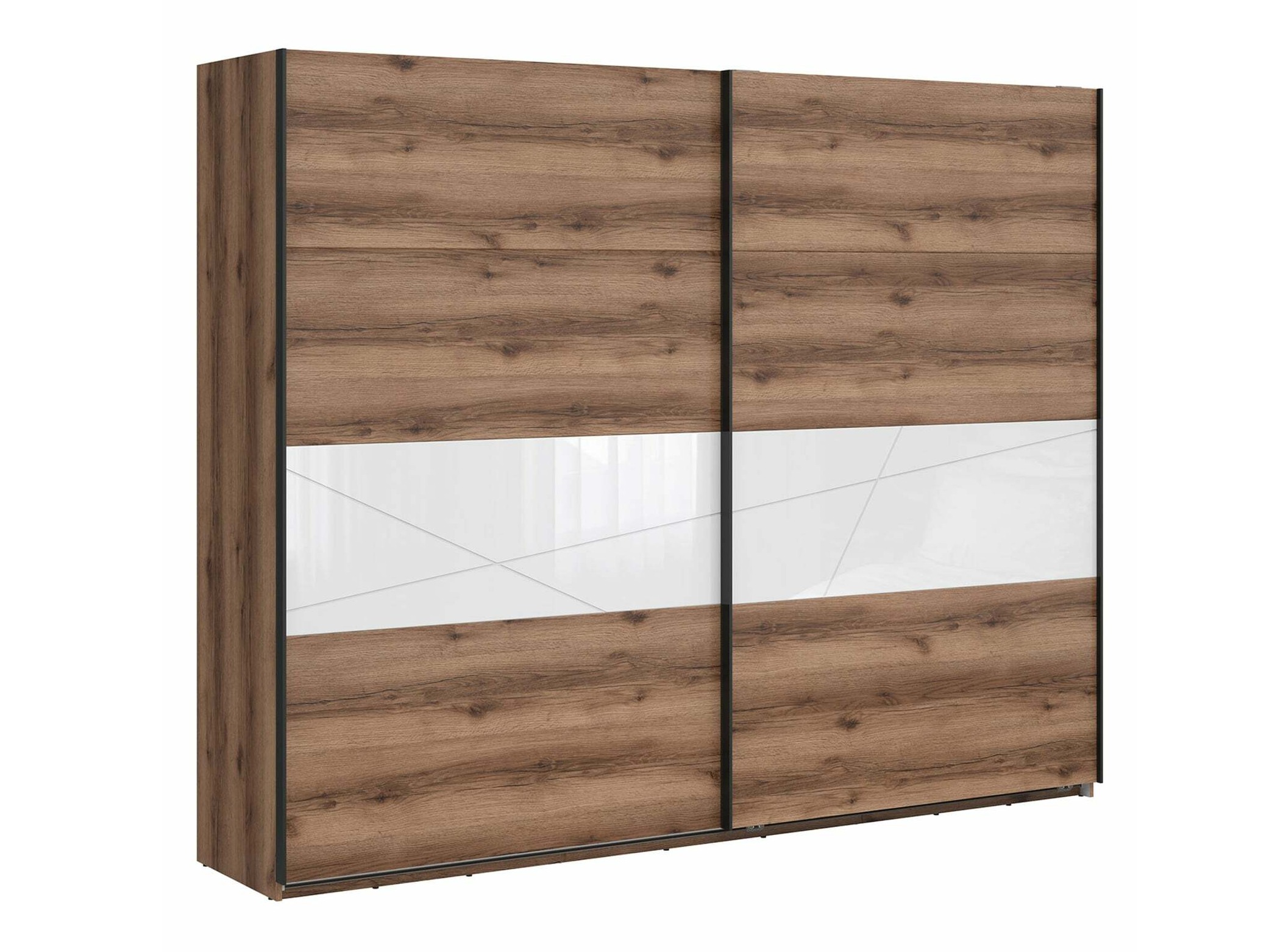 Гардероб Fivale 124 (Тъмен деланов дъб + Бял гланц)