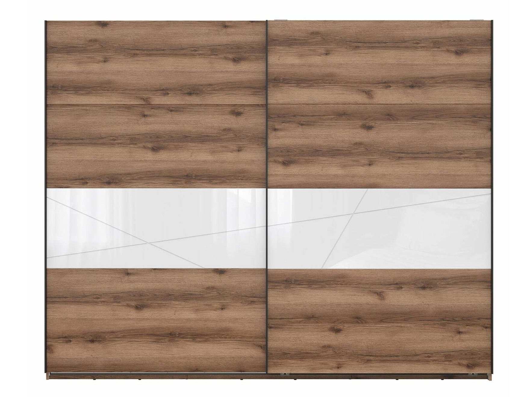 Гардероб Fivale 124 (Тъмен деланов дъб + Бял гланц)