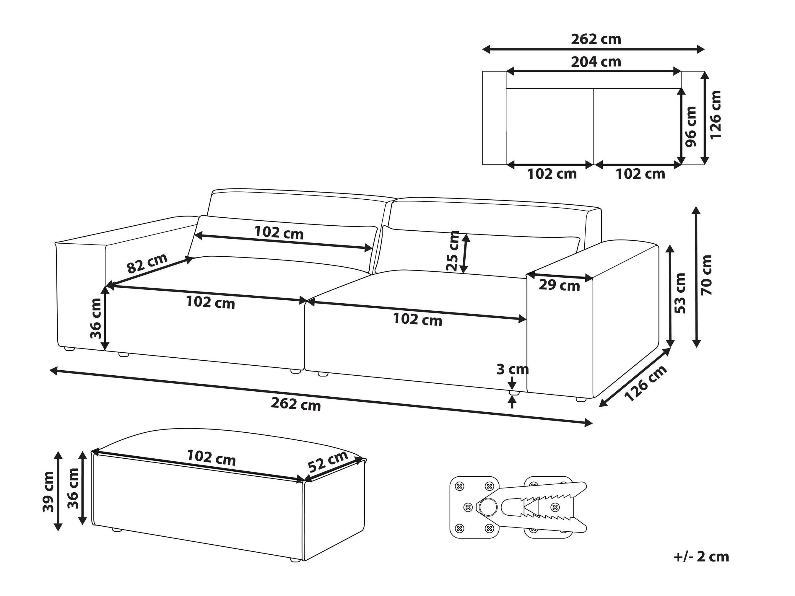 Комплект мека мебел Tivsora 107 (Светло бежово)