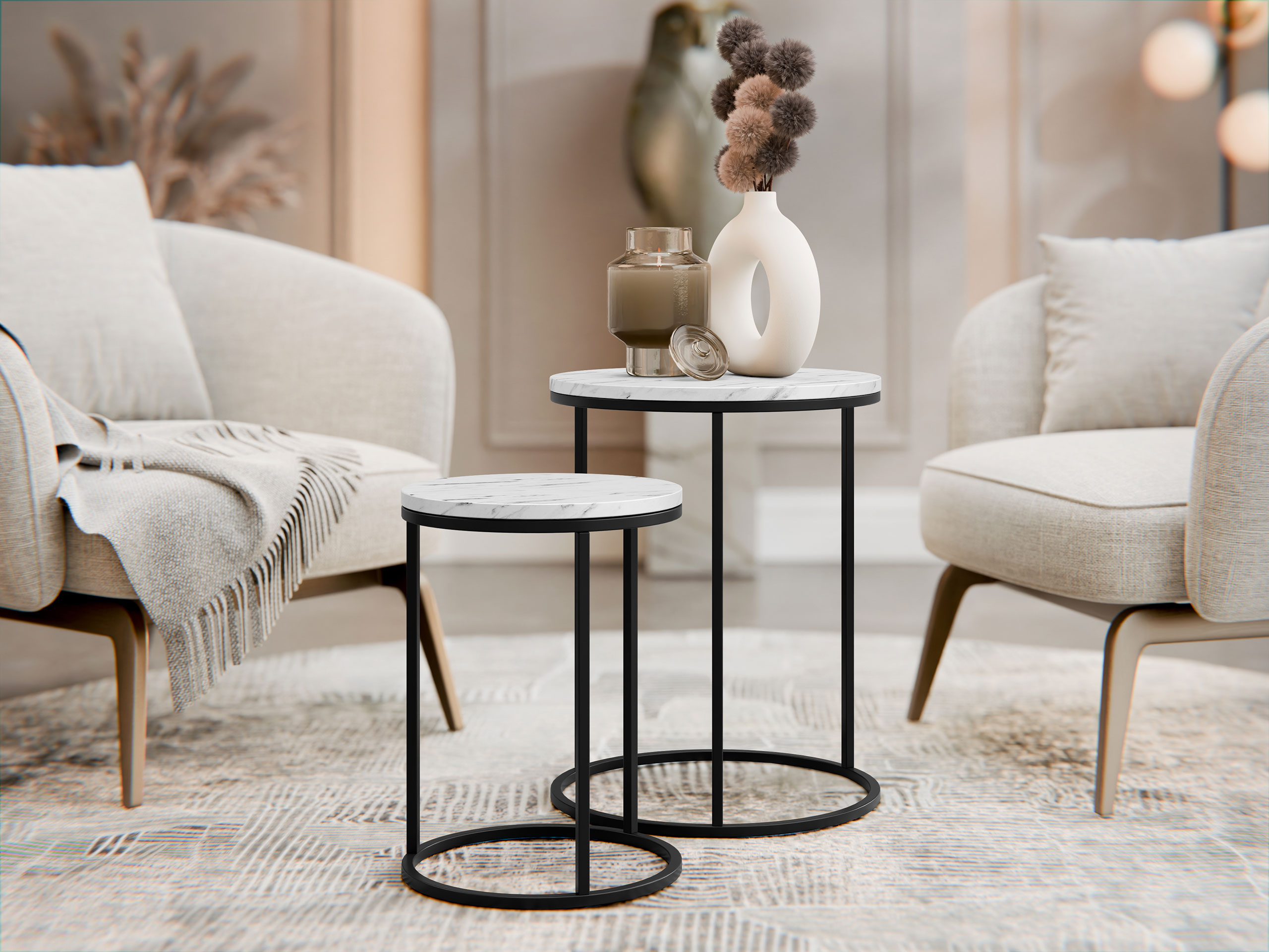 Комплект помощни маси Iter (Бял)