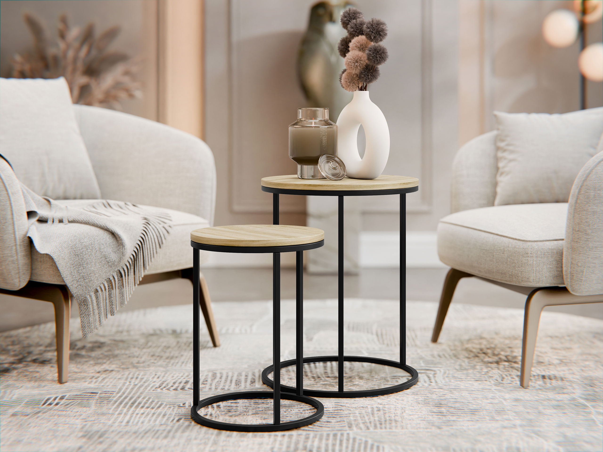 Комплект помощни маси Iter (Ярък дърво)