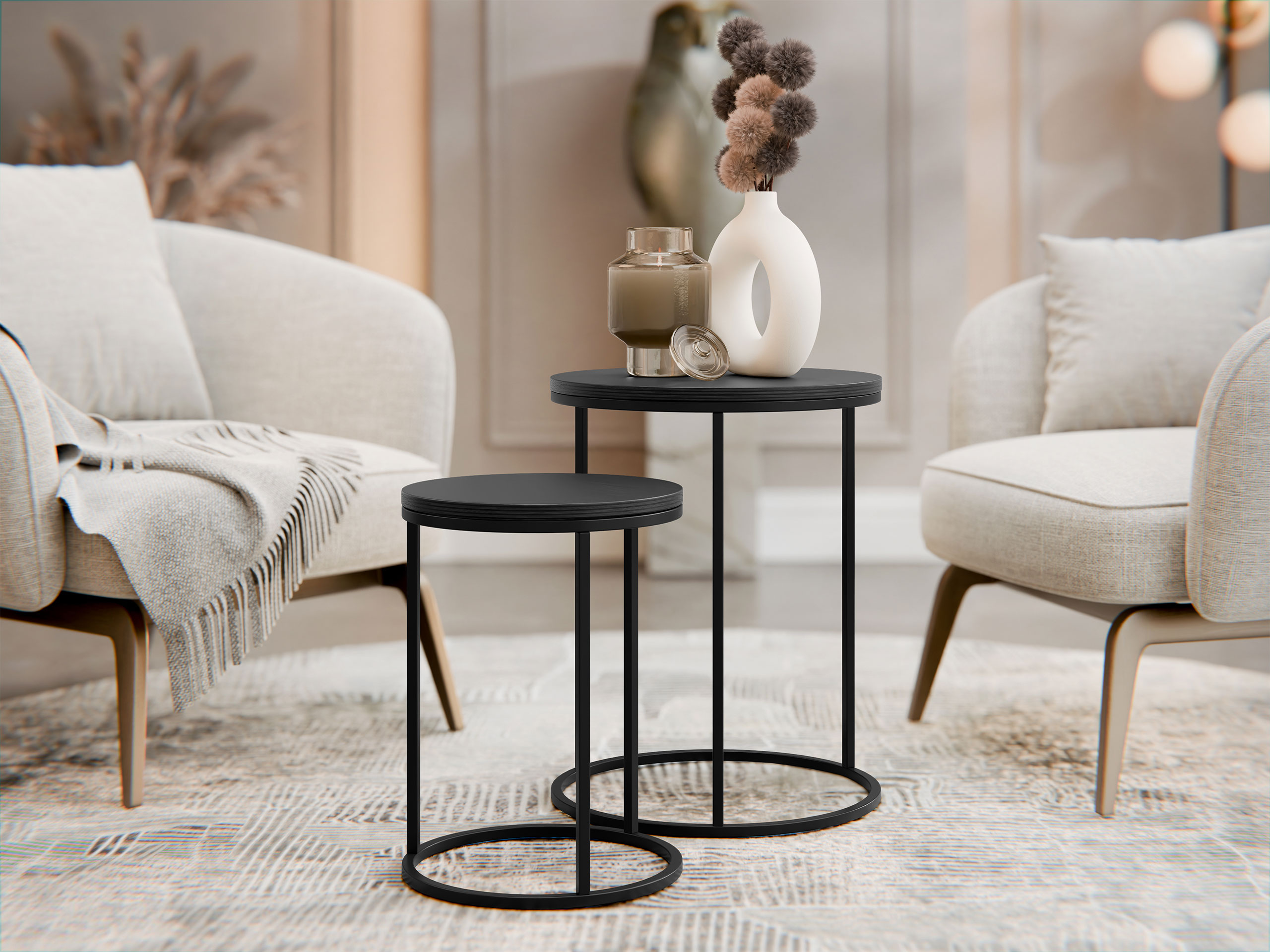 Комплект помощни маси Richardson 137 (Черен)