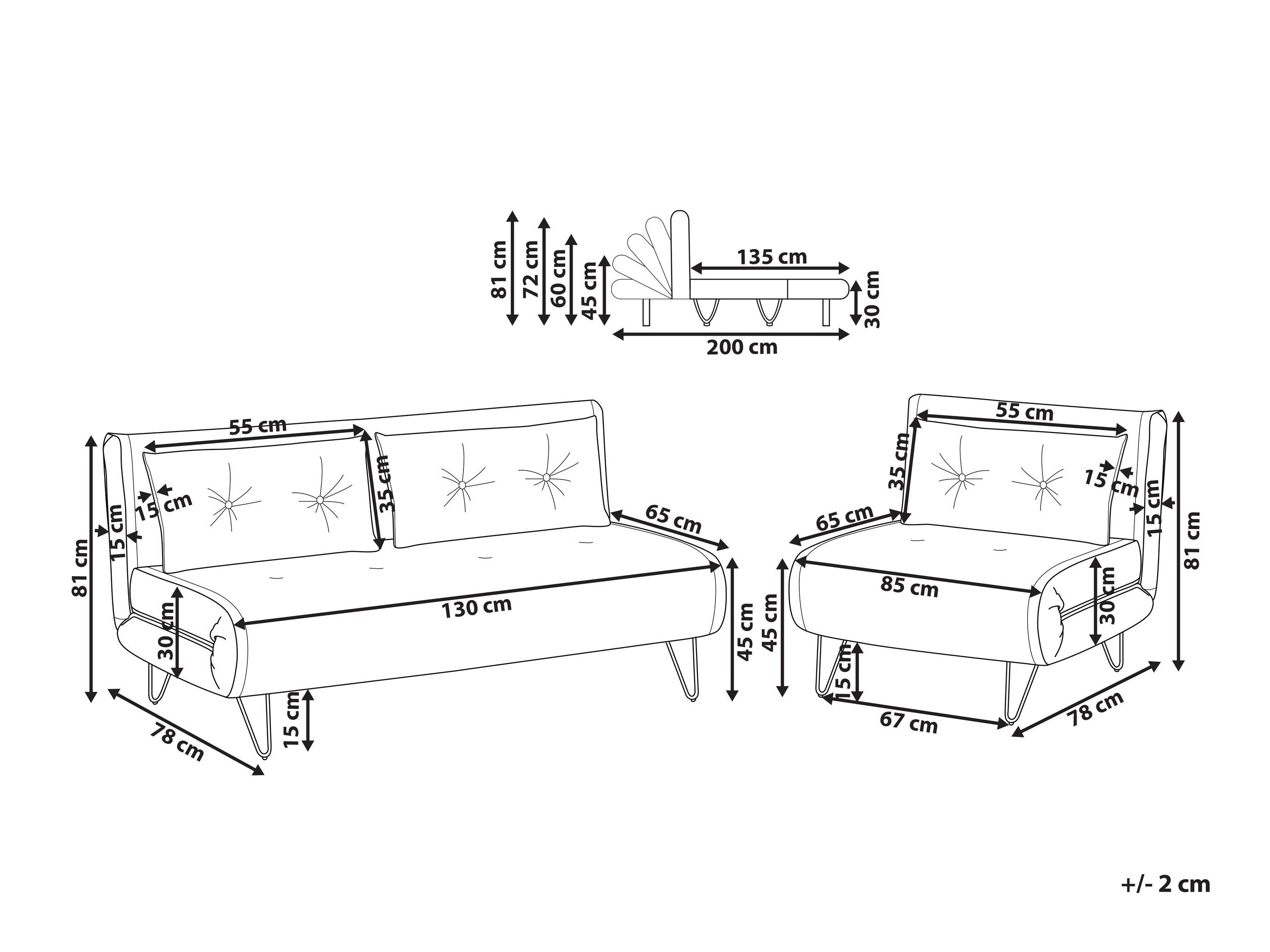 Комплект мека мебел Berwyn 3164 (Сив)
