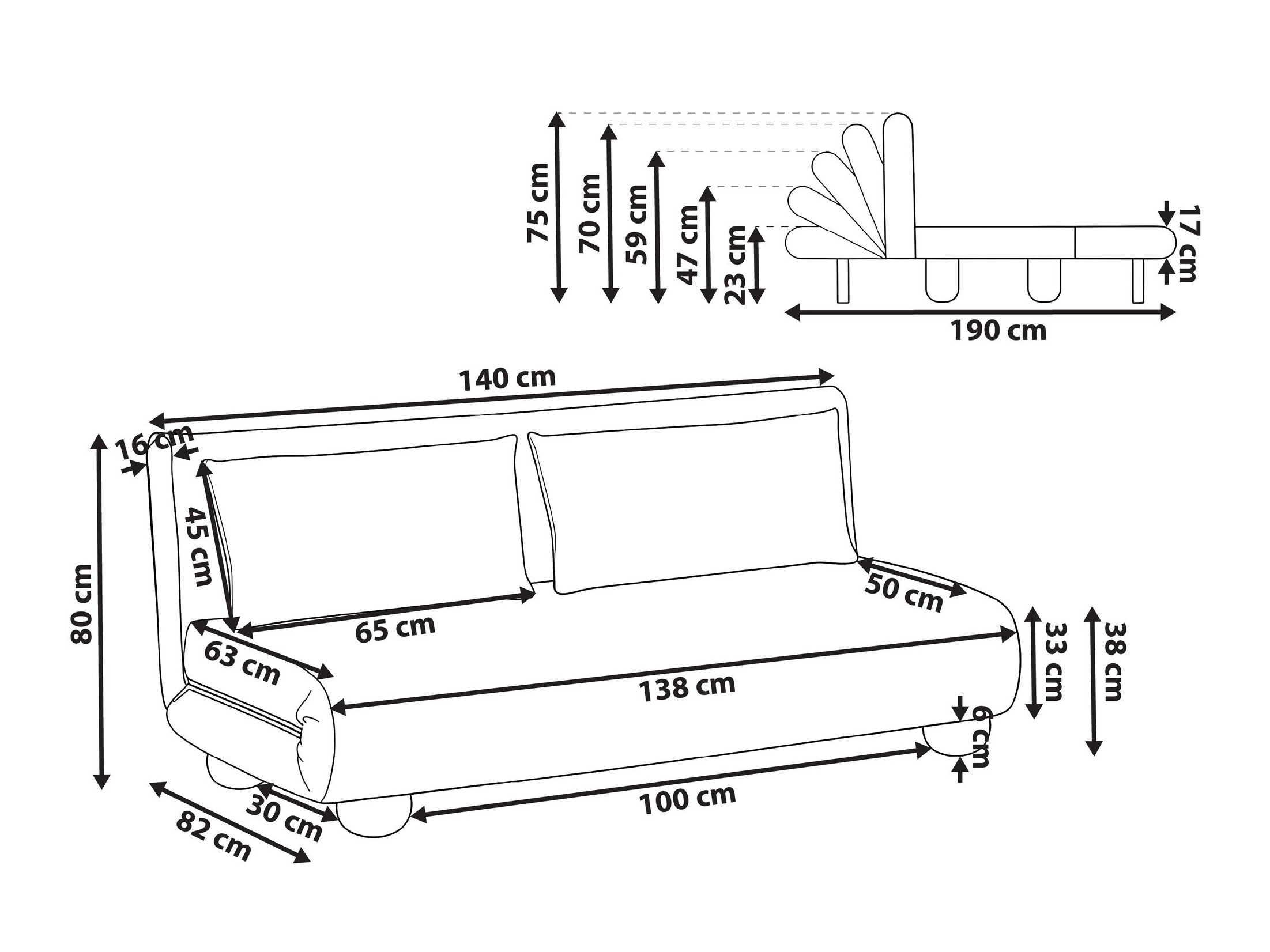 Разтегателен диван Berwyn 3167 (Тъмно сив)