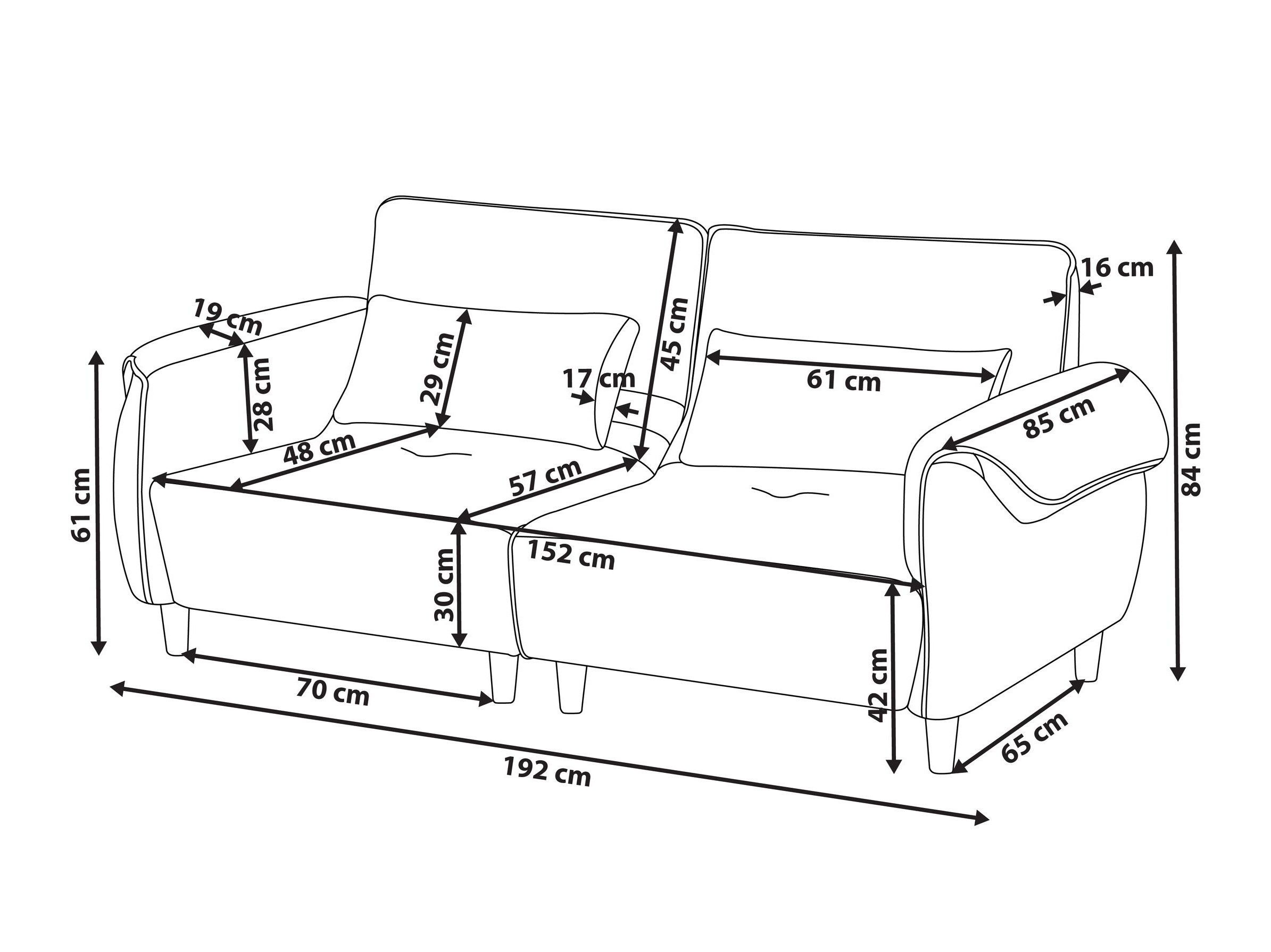 Диван Berwyn 3169 (Тъмно сив)
