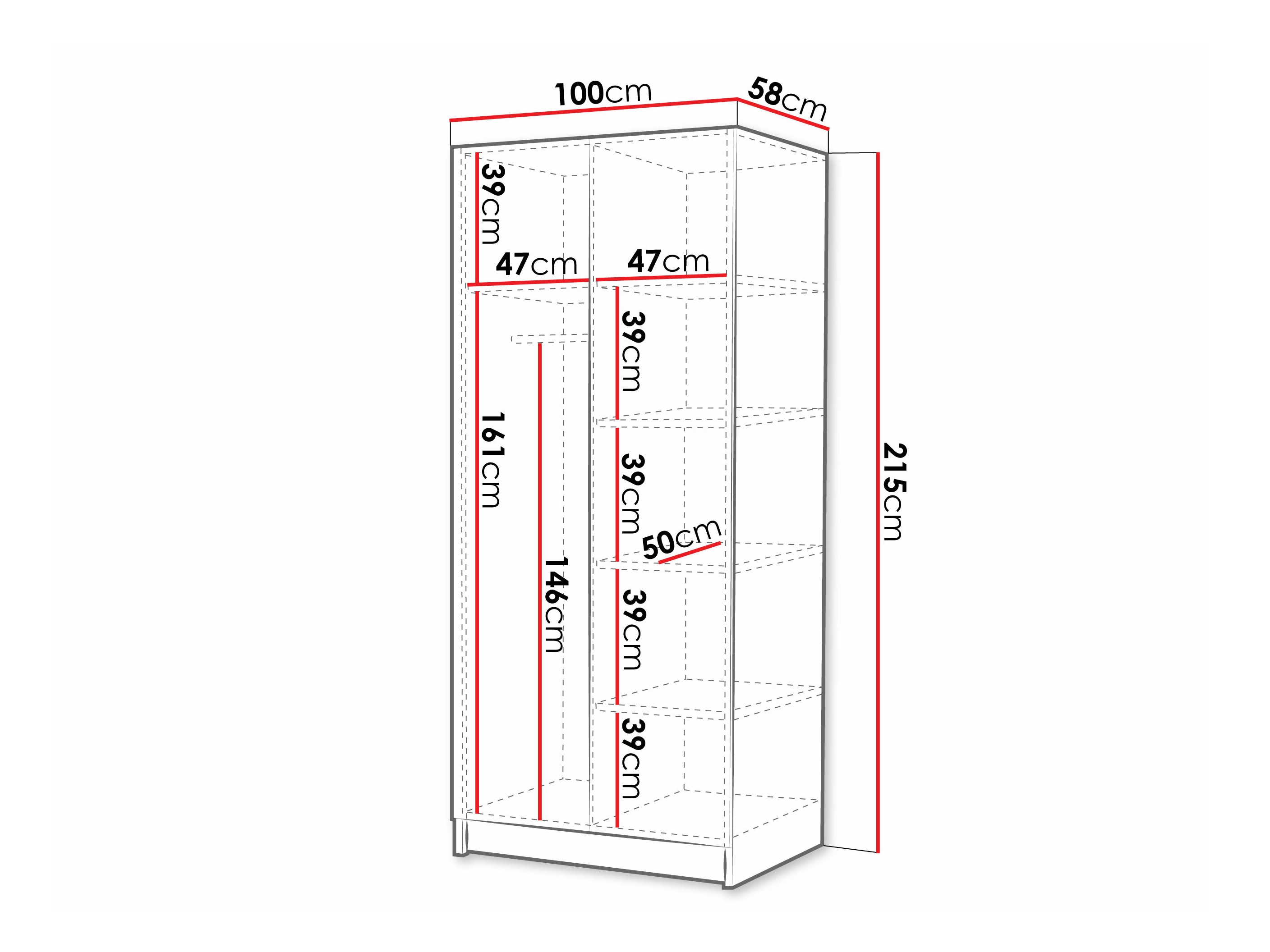 Гардероб Closico 194 (Бял + Черен)