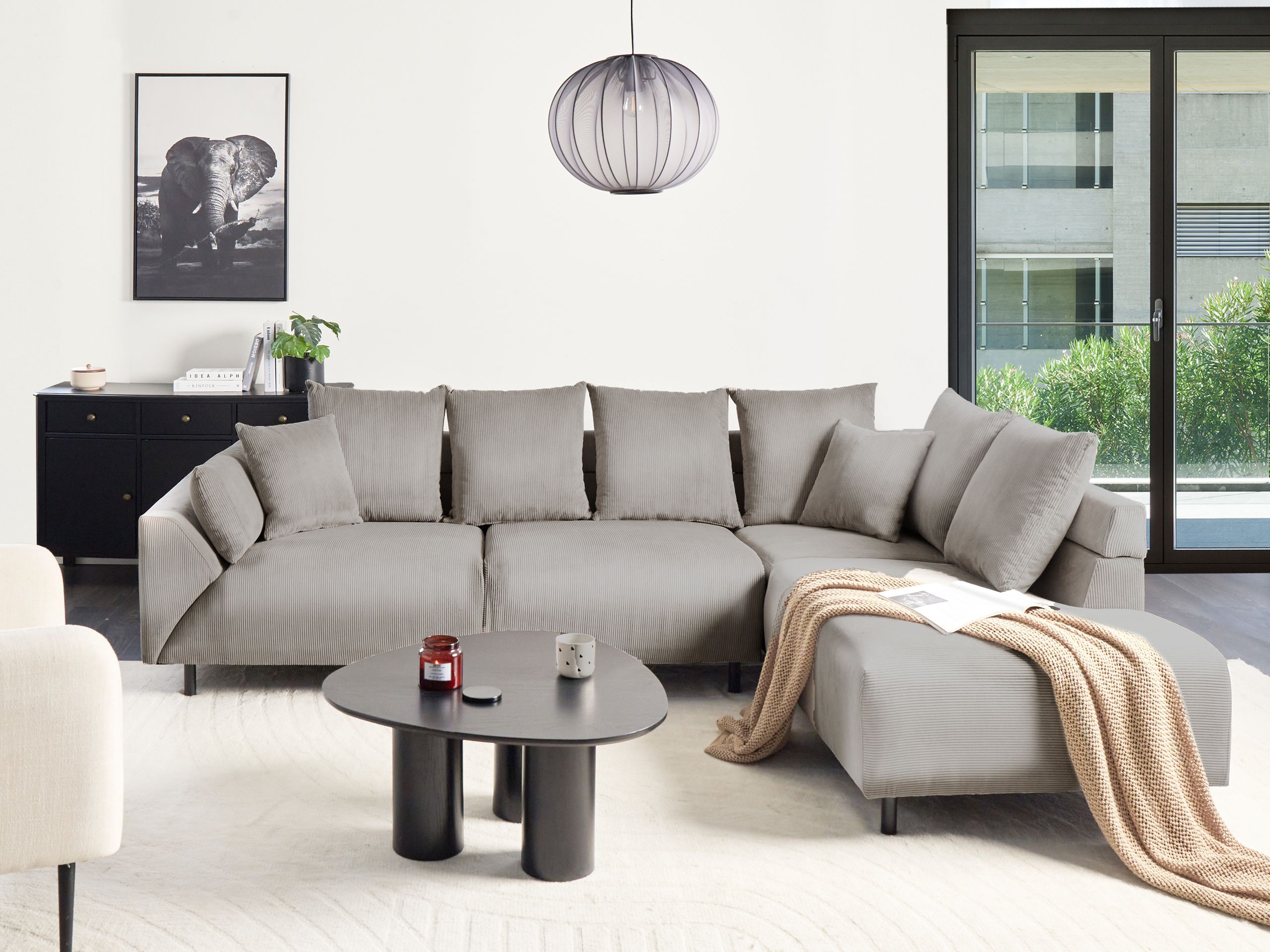 Ъглов диван Berwyn 1320 (Светло сив)